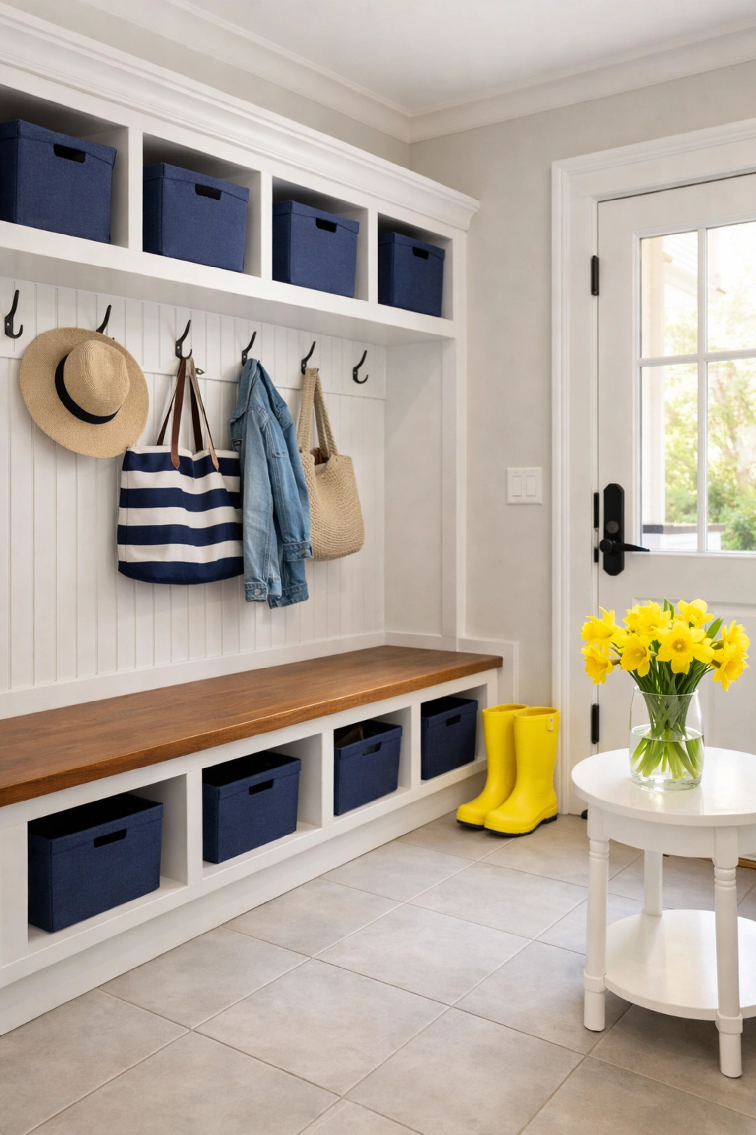 Clean residential entryway in Leominster MA with mudroom floors free of winter slush.