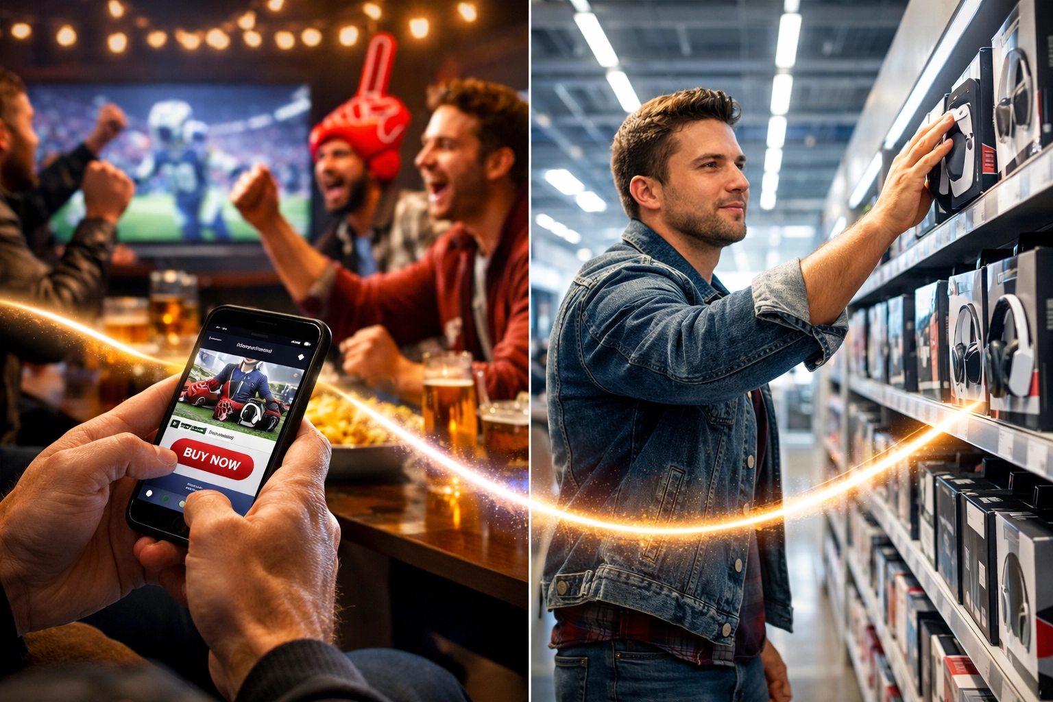 Customer journey from watching Super Bowl ad on mobile to making in-store purchase