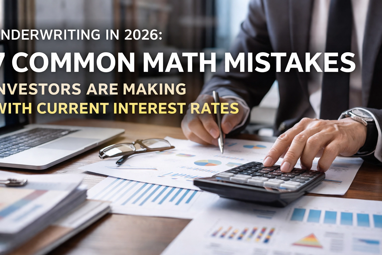 Stressed real estate investor calculating property holding costs and interest rates
