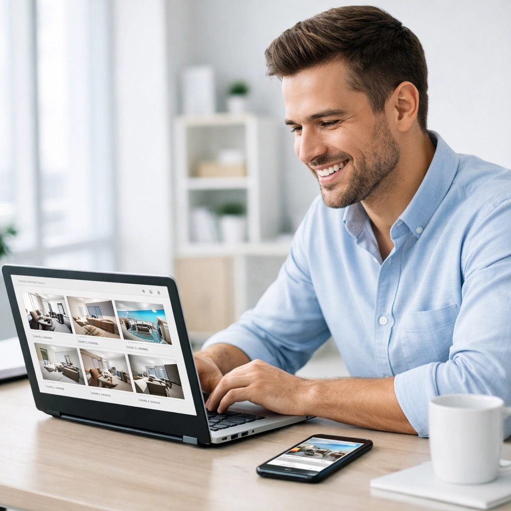 Property manager creating rental listing to market apartment before turnover completion