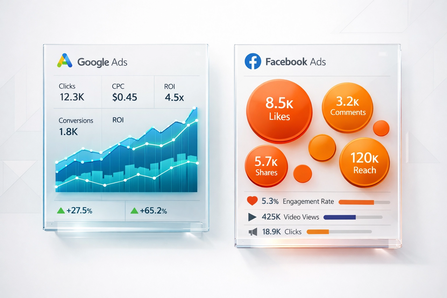 Srovnání metrik a výkonu Google Ads a Facebook Ads kampaní