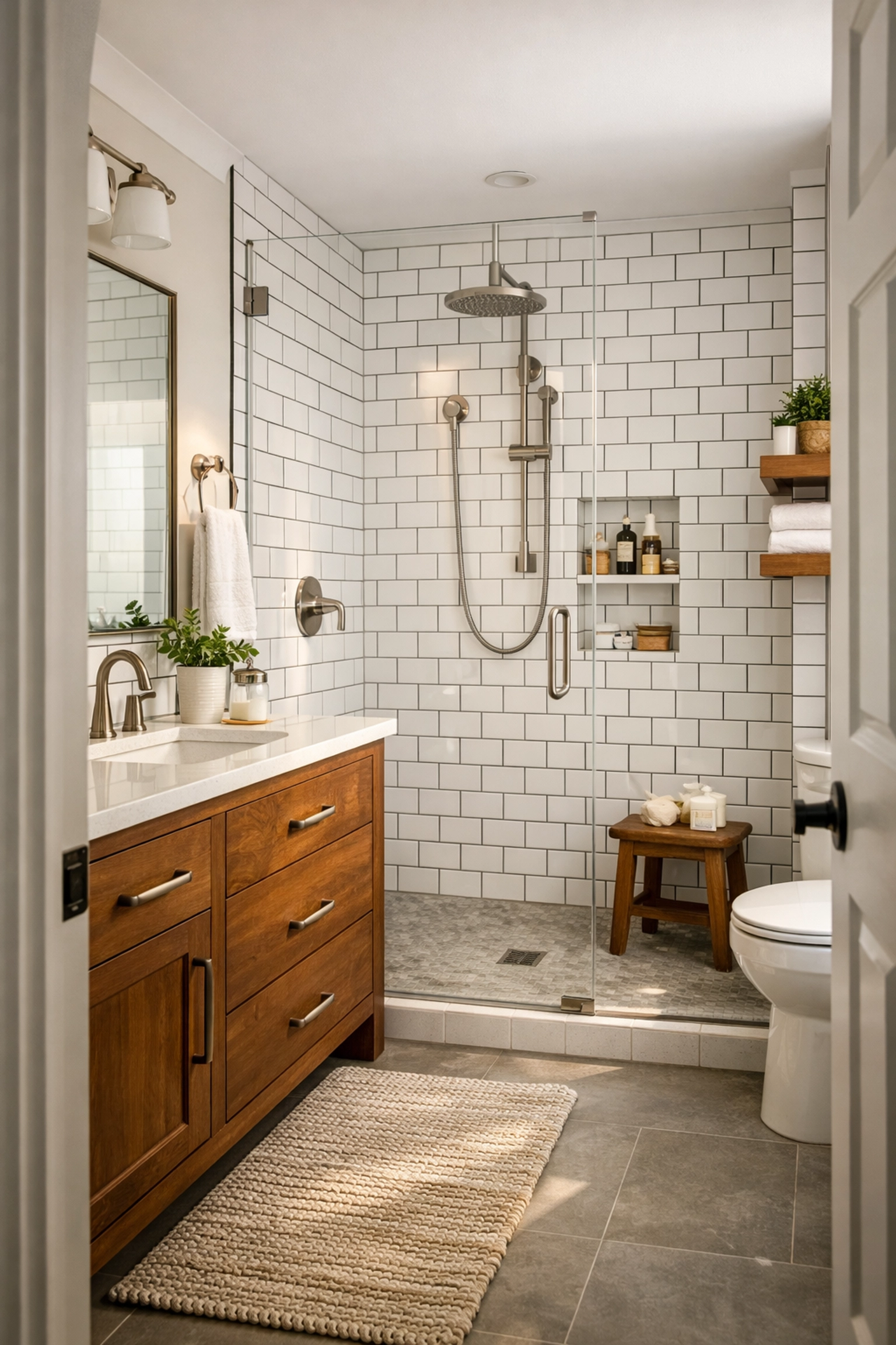 Mid-range bathroom renovation Orlando with modern fixtures and walk-in shower