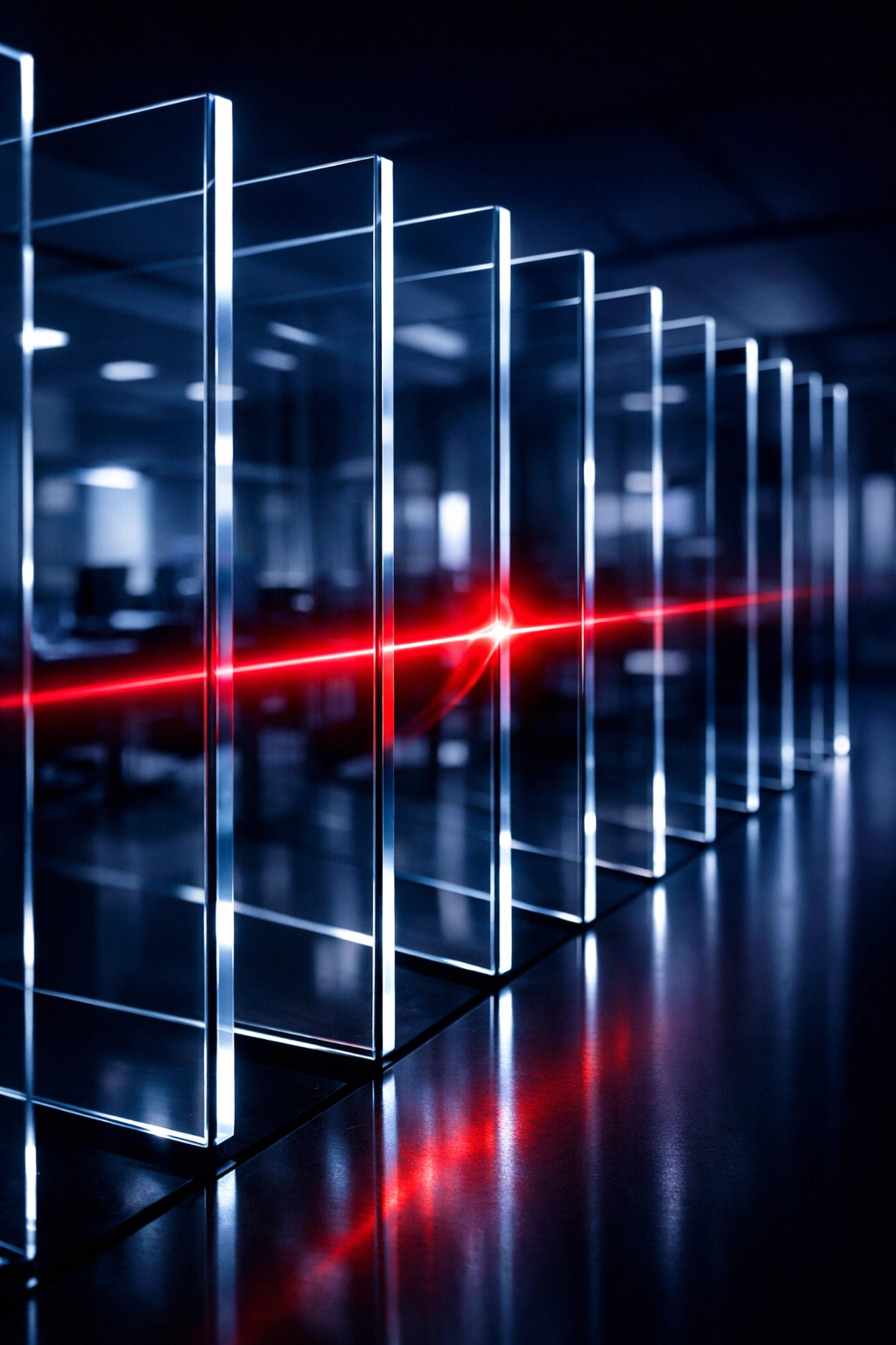 Conceptual image of hidden AI phishing threats penetrating a professional Des Moines office through trusted email channels.