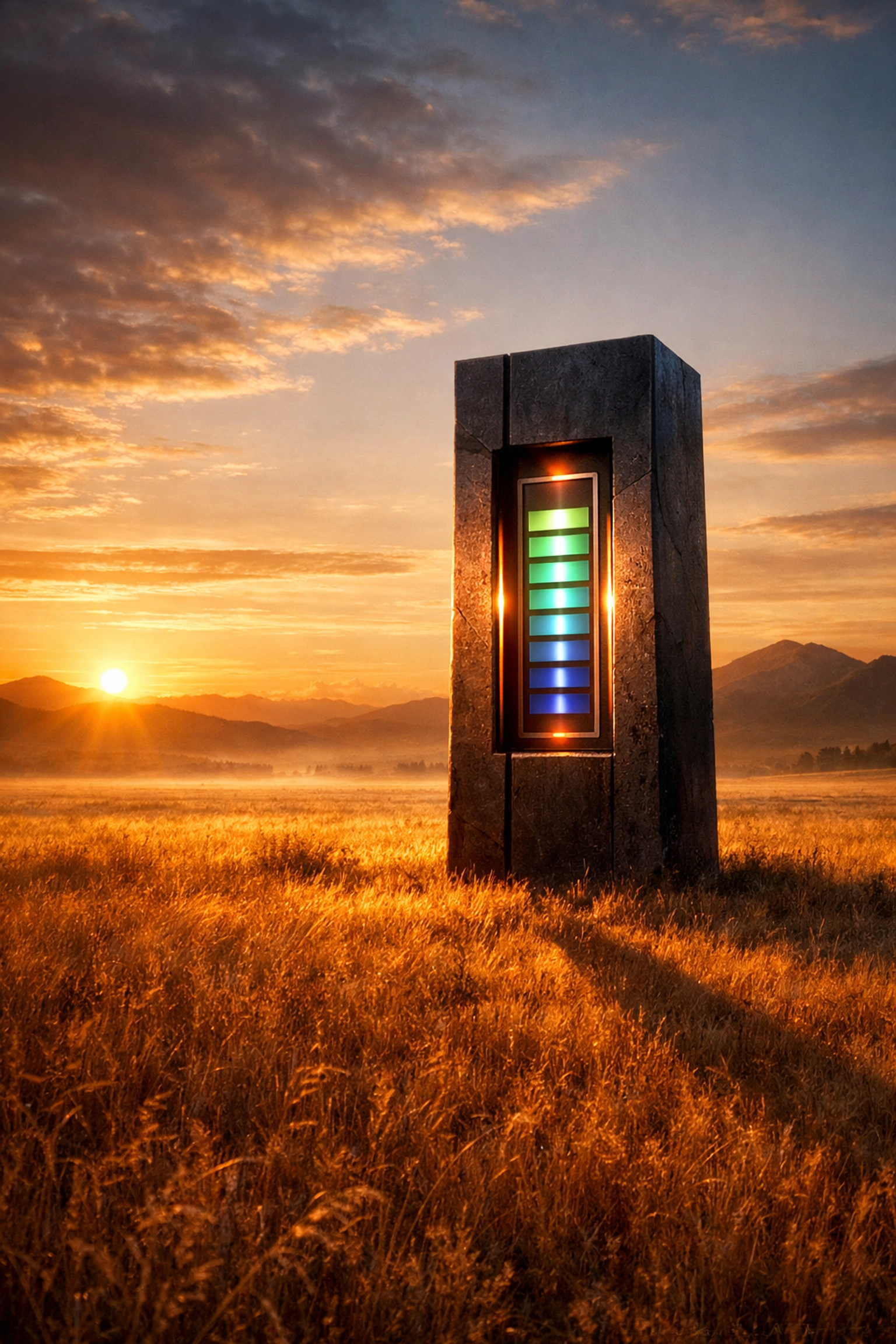 Glowing monolith symbolizing a deferred tax asset and long-term tax-loss carryforward wealth strategy.