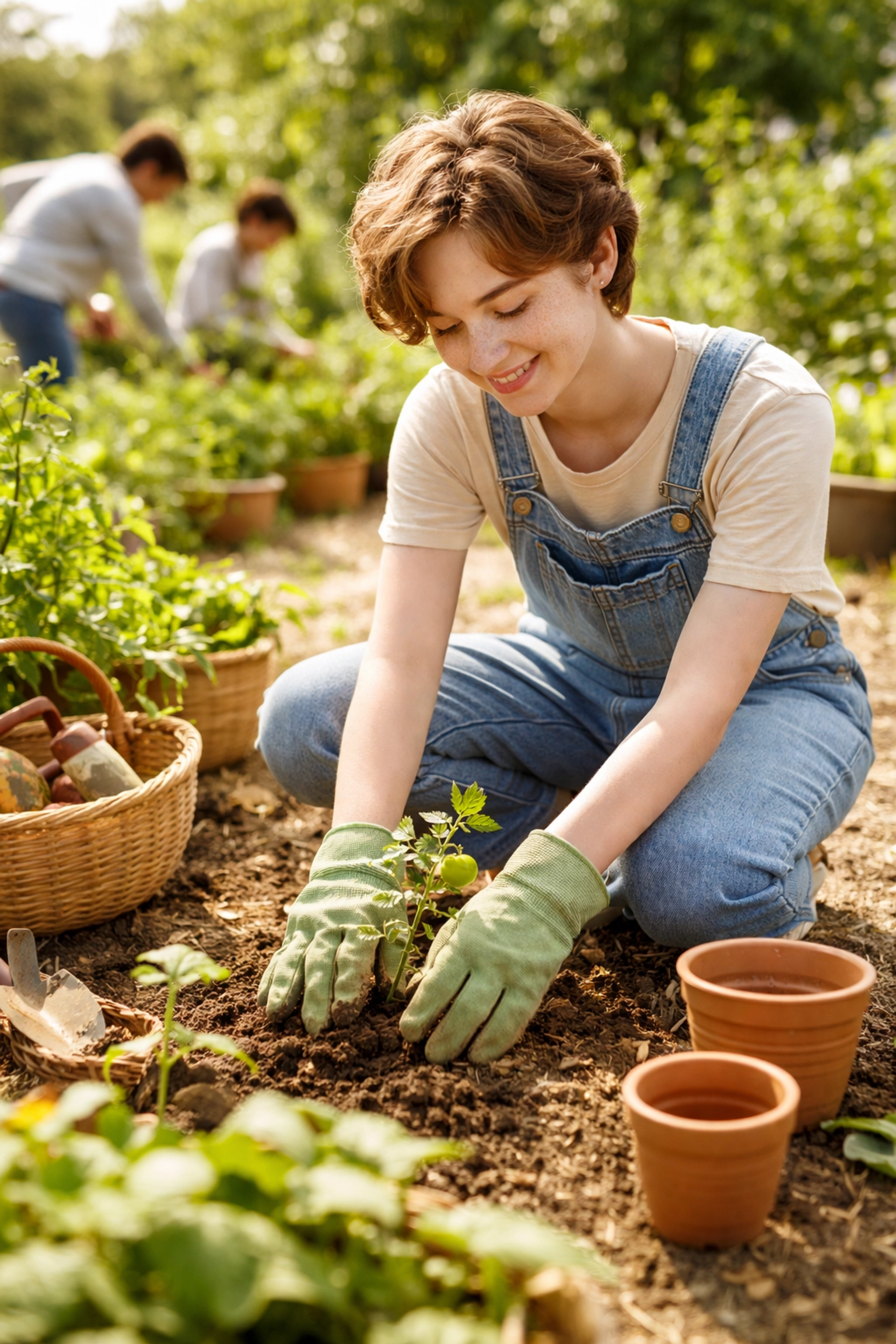 Student volunteering in a community garden during a gap year to strengthen medical school application