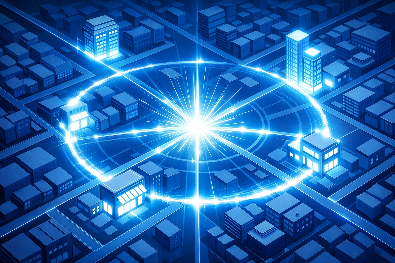 Automated scaling of local business presence and authority across a digital city landscape.