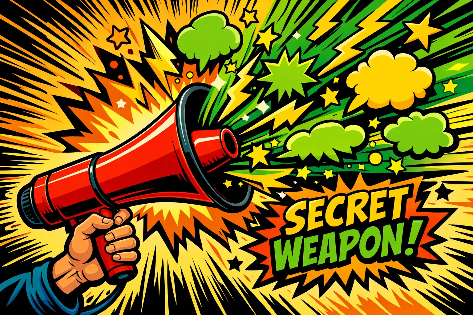 An AI content generator for small business used as a megaphone for creative marketing and social posts.