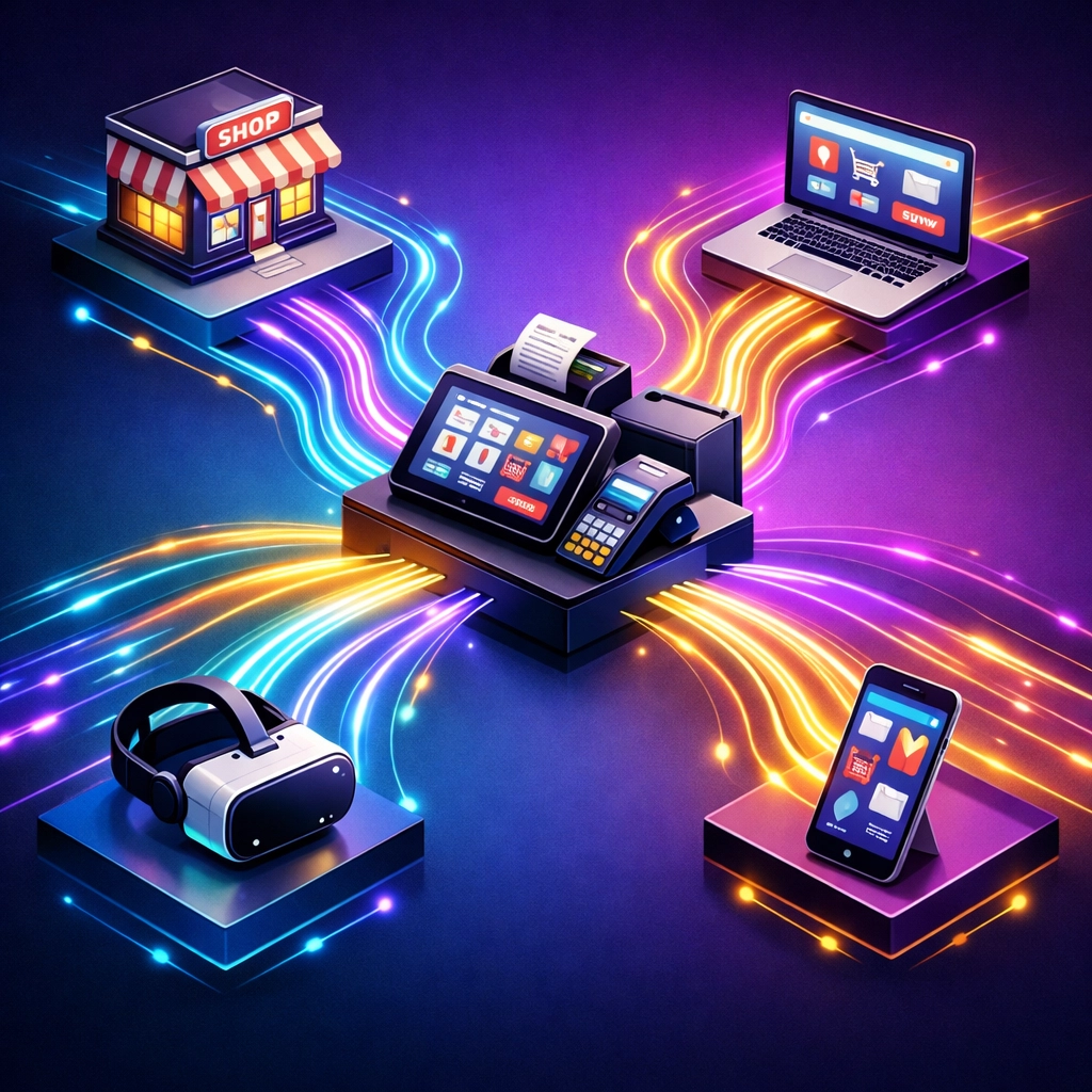 Multi-channel crypto payment system connecting physical stores, online shops, and metaverse commerce