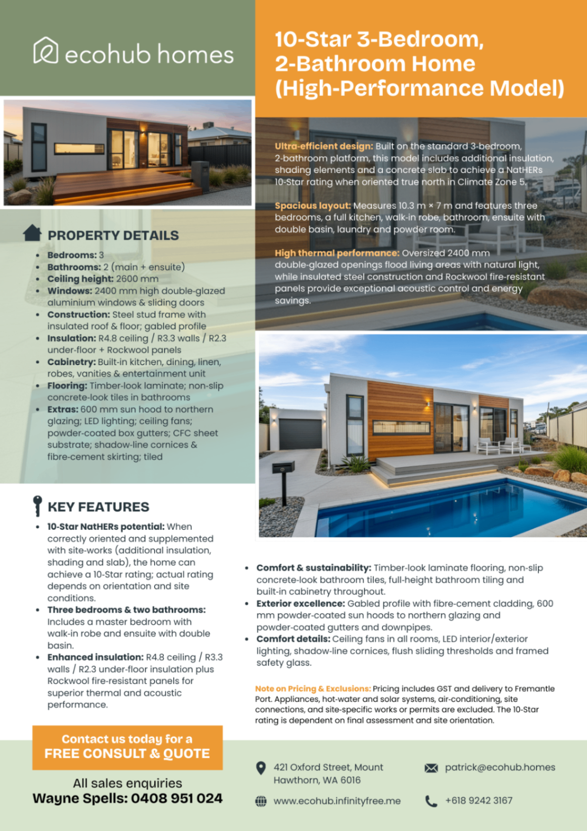 Modern 3-bedroom modular home with gabled facade and sustainable features