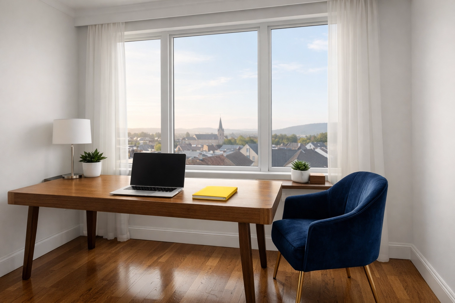 Organized home office with apartment cleaning services in Leominster MA to improve remote work productivity.