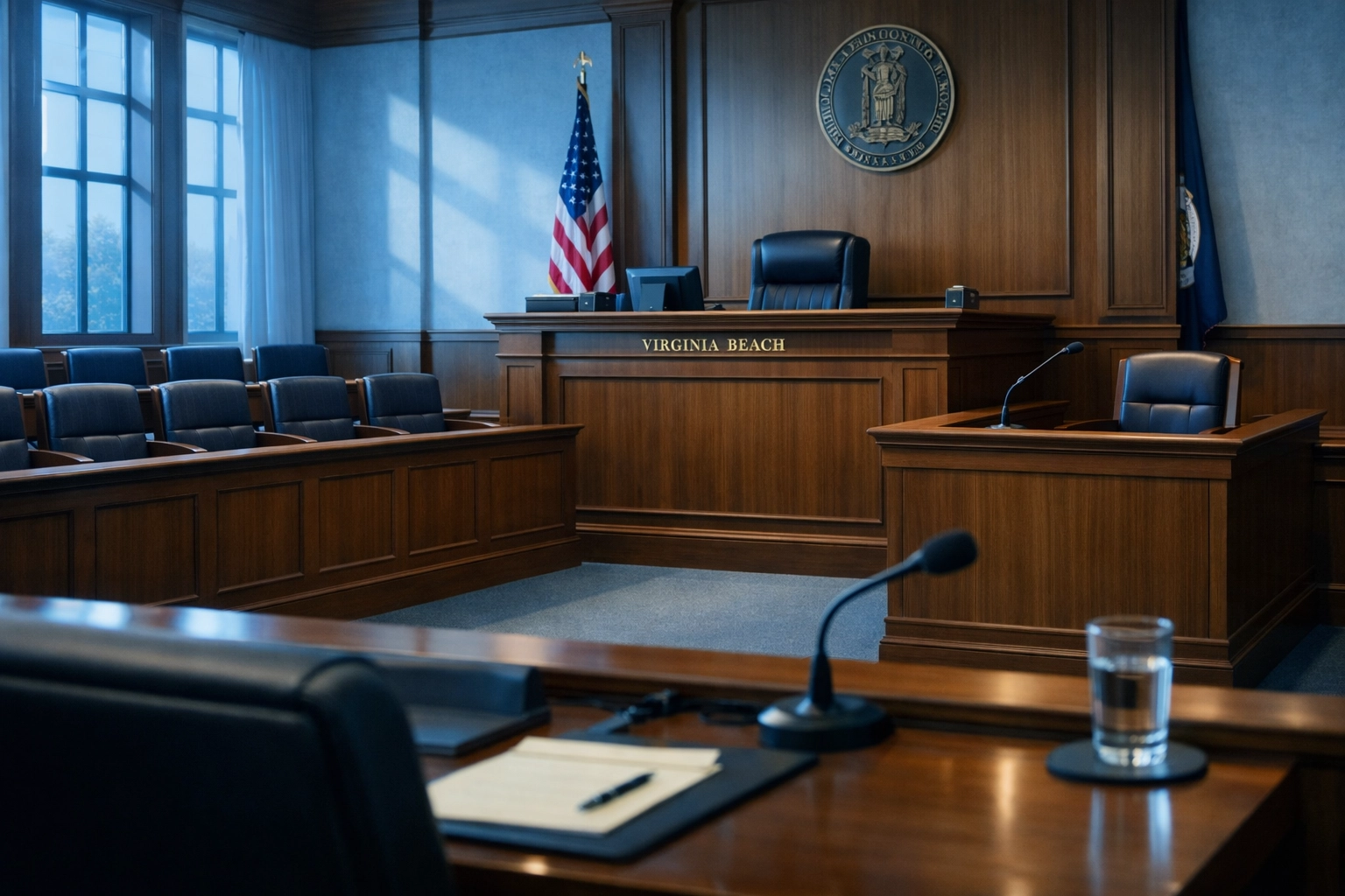 Virginia Beach courtroom interior where DUI defense cases are tried