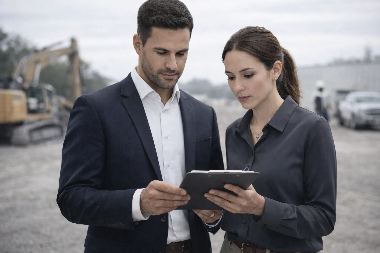Christian leaders (man and woman) out in the field reviewing priorities with clarity and conviction in clear daylight Christian leaders (man and woman) out in the field reviewing priorities with clarity and conviction in clear daylight