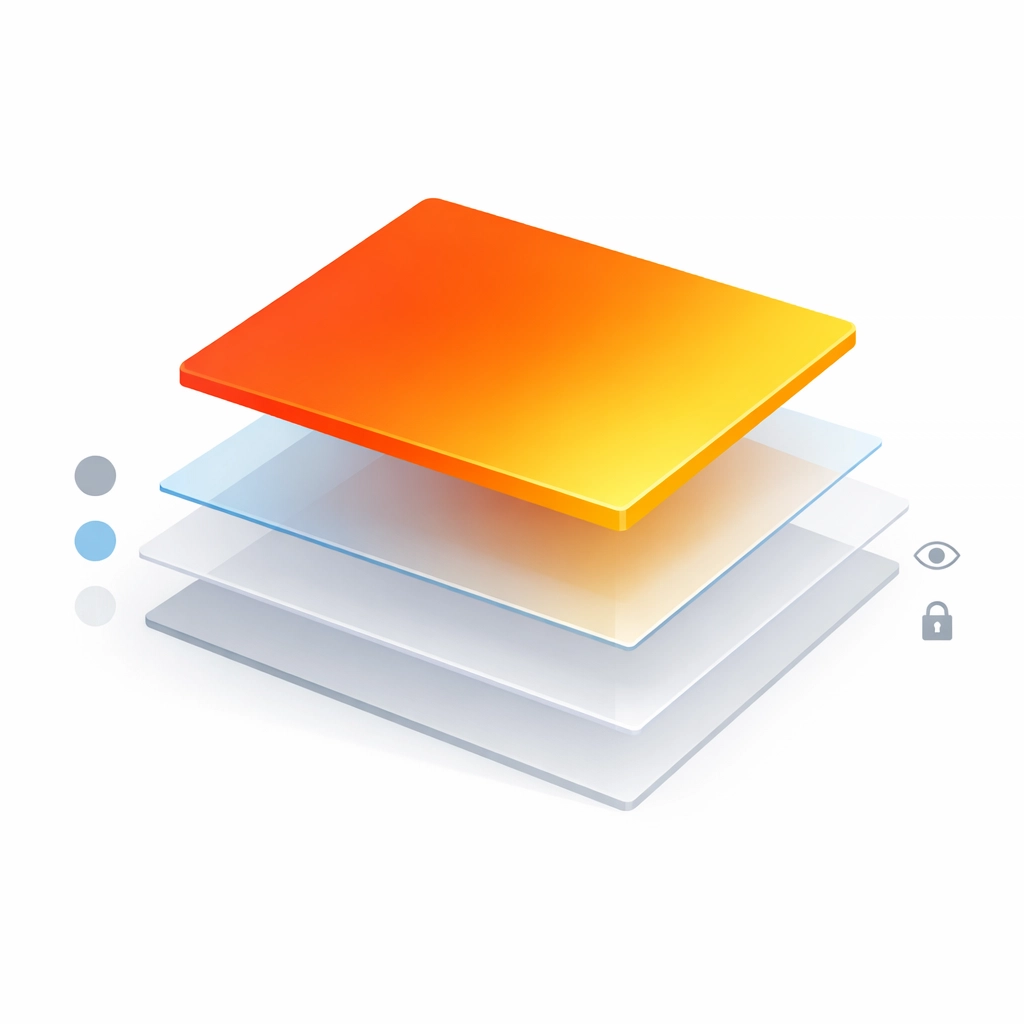 Minimalist illustration of digital software layers for spot color channel separation and organization.