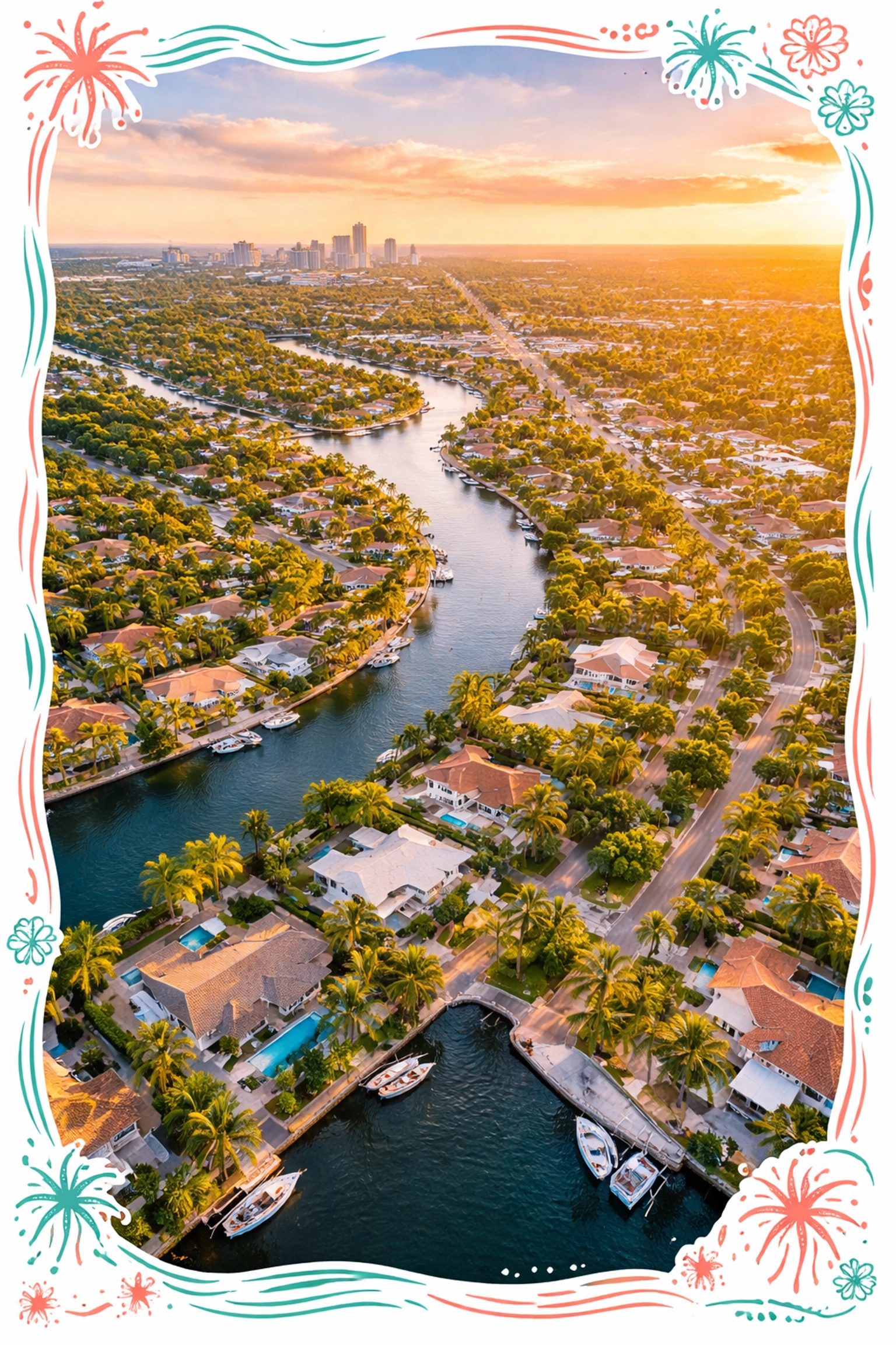Aerial view of Wilton Manors surrounded by waterways, highlighting luxury homes and vibrant downtown in 2026.
