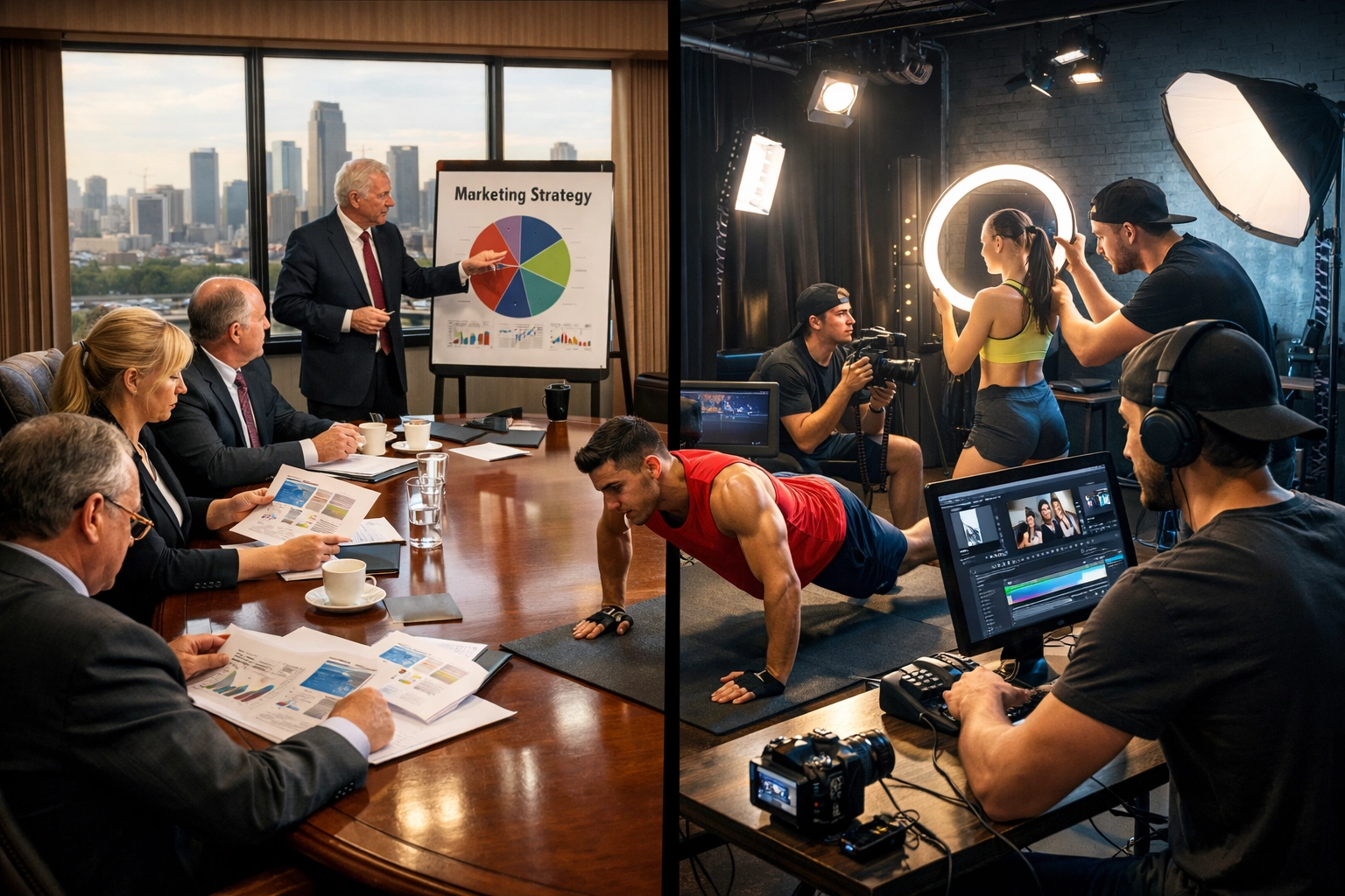 Traditional corporate marketing versus modern NIL content studio infrastructure