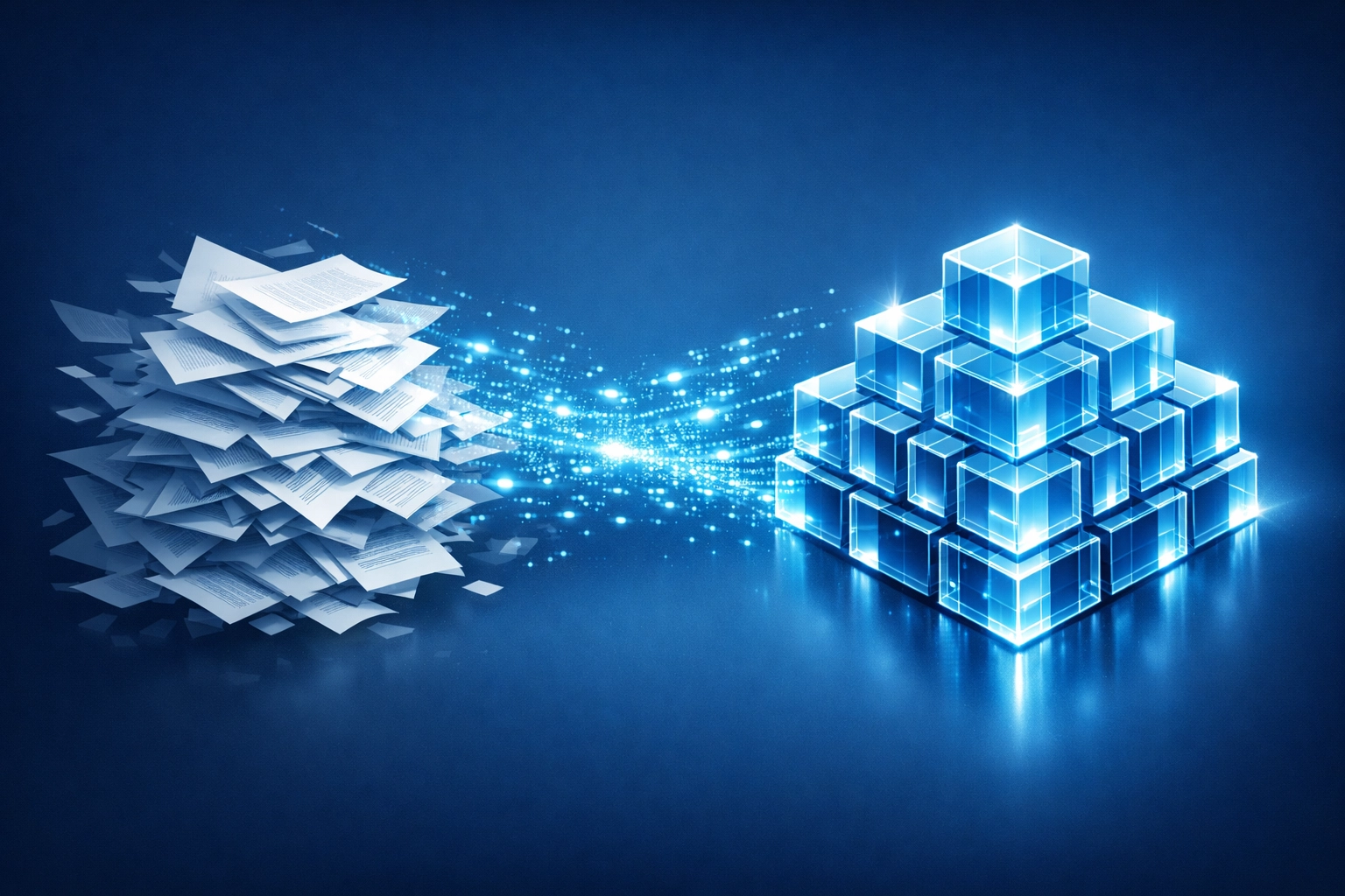 Digital flow representing the transition from manual paper forms to automated wellness clinic workflows.