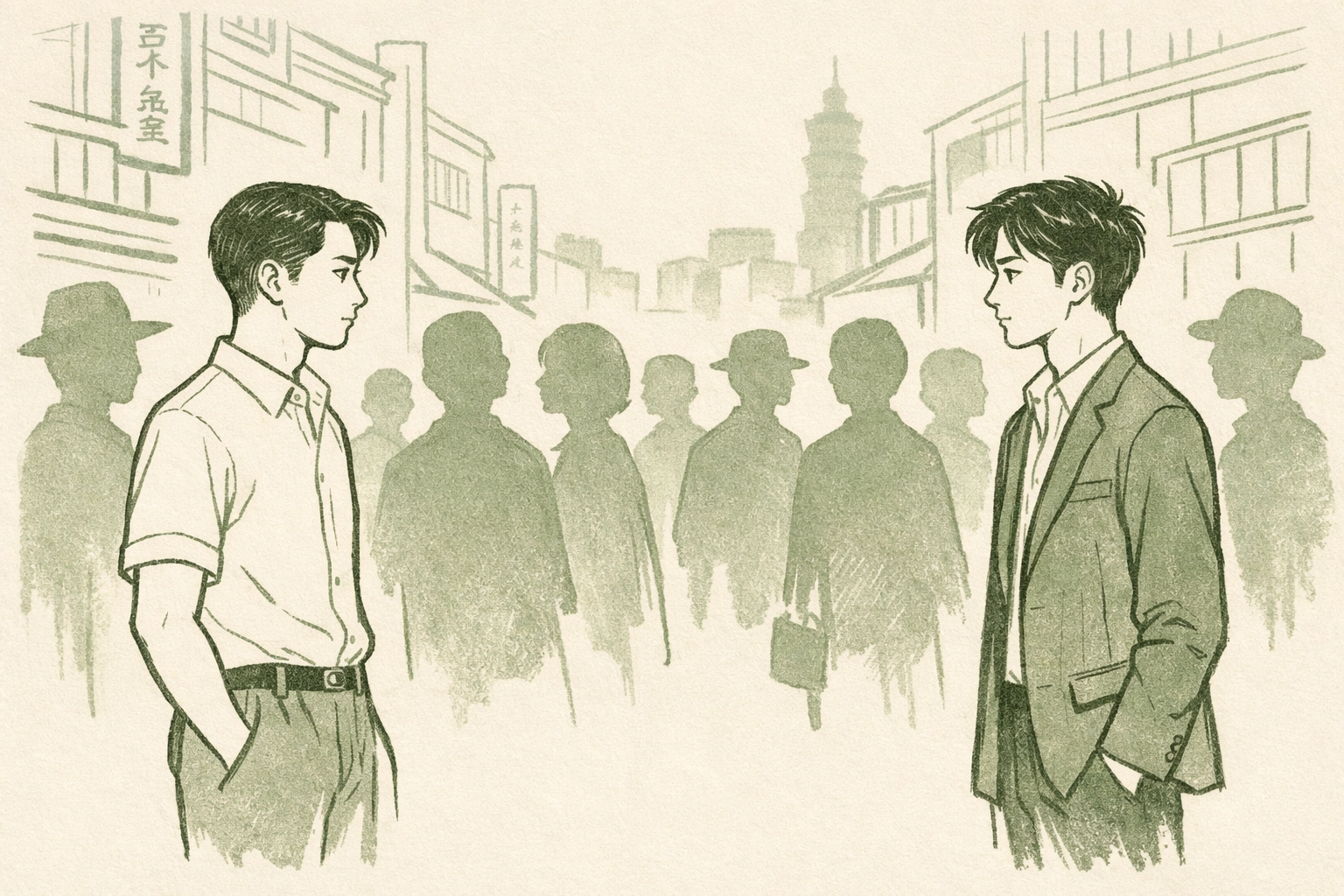 Two men separated in 1960s Taipei crowd - hidden gay love during Taiwan's closeted era