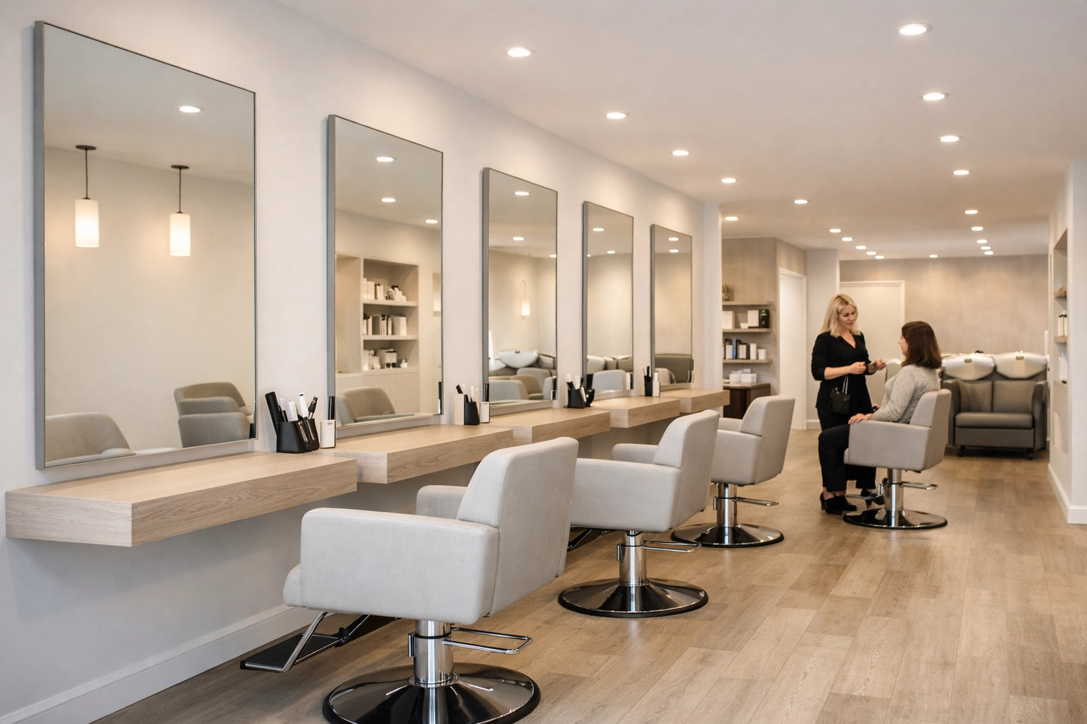Modern interior of The Color Lounge, a premier beauty salon located in Concord NH.