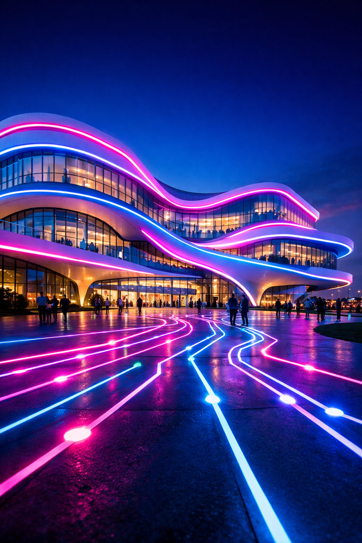 Moderner Innovations-Hub für die Zukunft der Arbeit und digitale Vernetzung durch KI-Kompetenz.