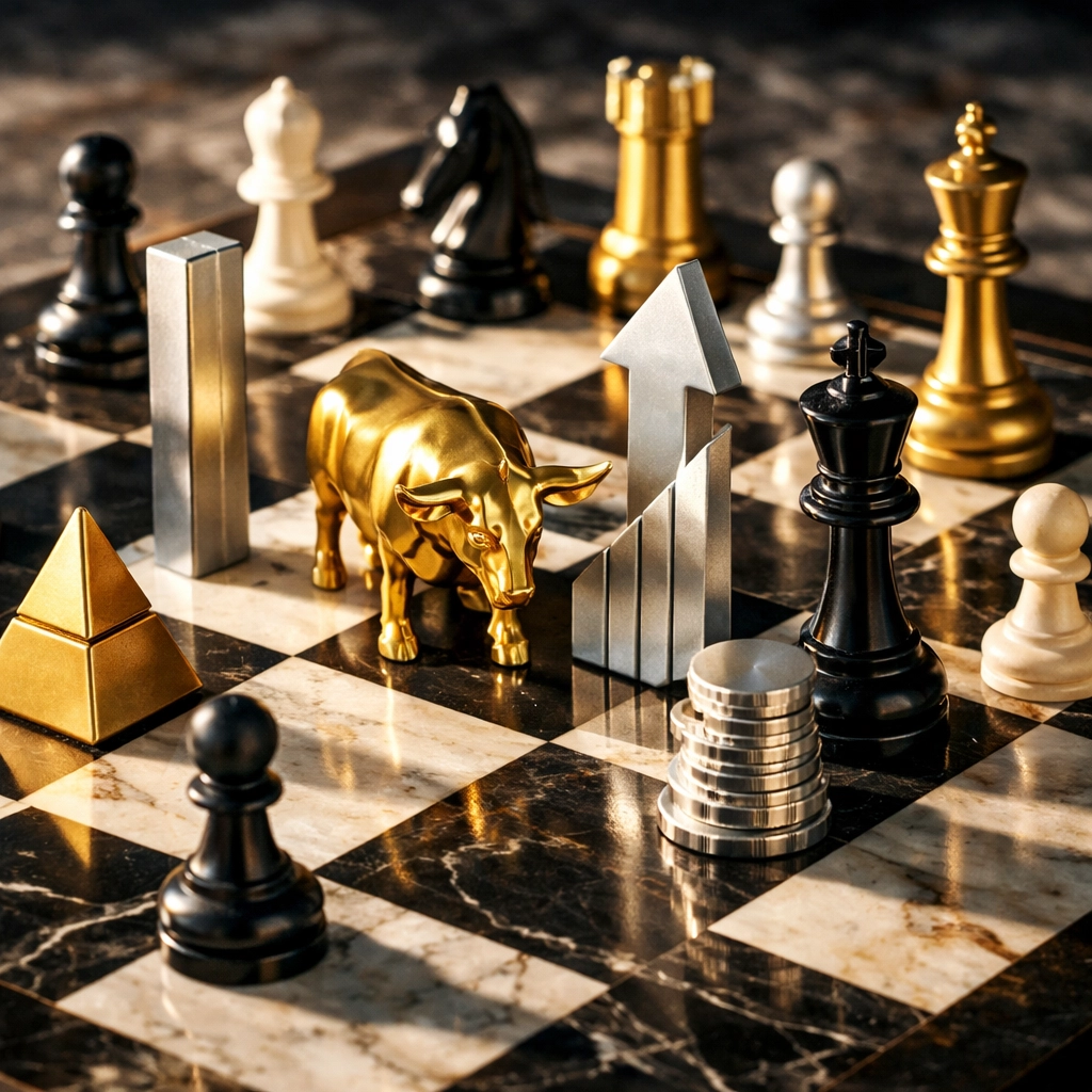 Strategic chess board illustrating alternative investment positioning and portfolio diversification