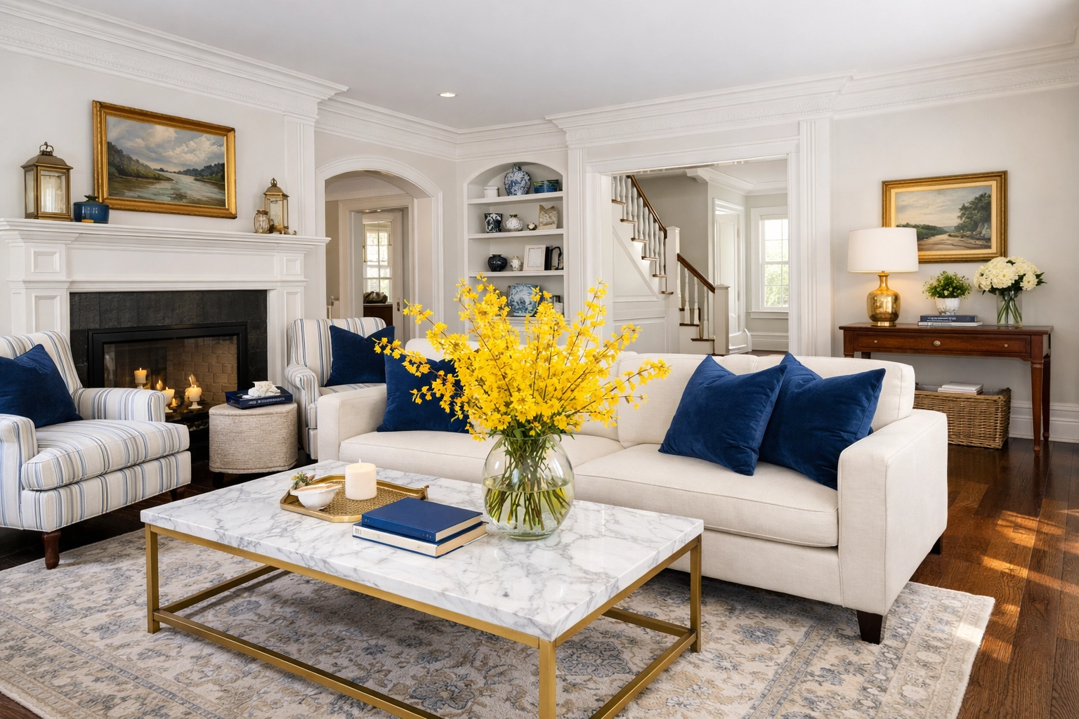 Pristine living room in a Worcester home after a top-to-bottom deep cleaning Worcester service.