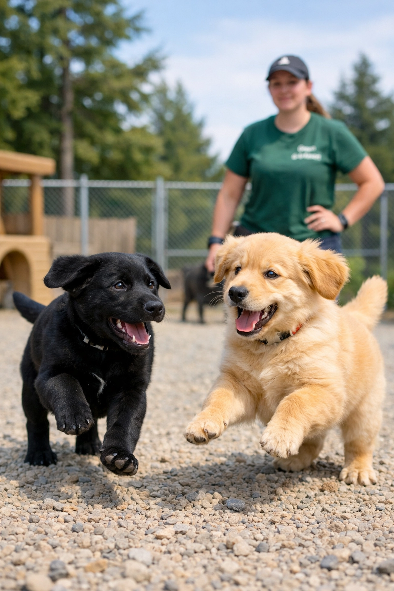 Puppies socializing at Green Acres K-9 Resort, the best holistic dog boarding and daycare in Boring, Oregon.