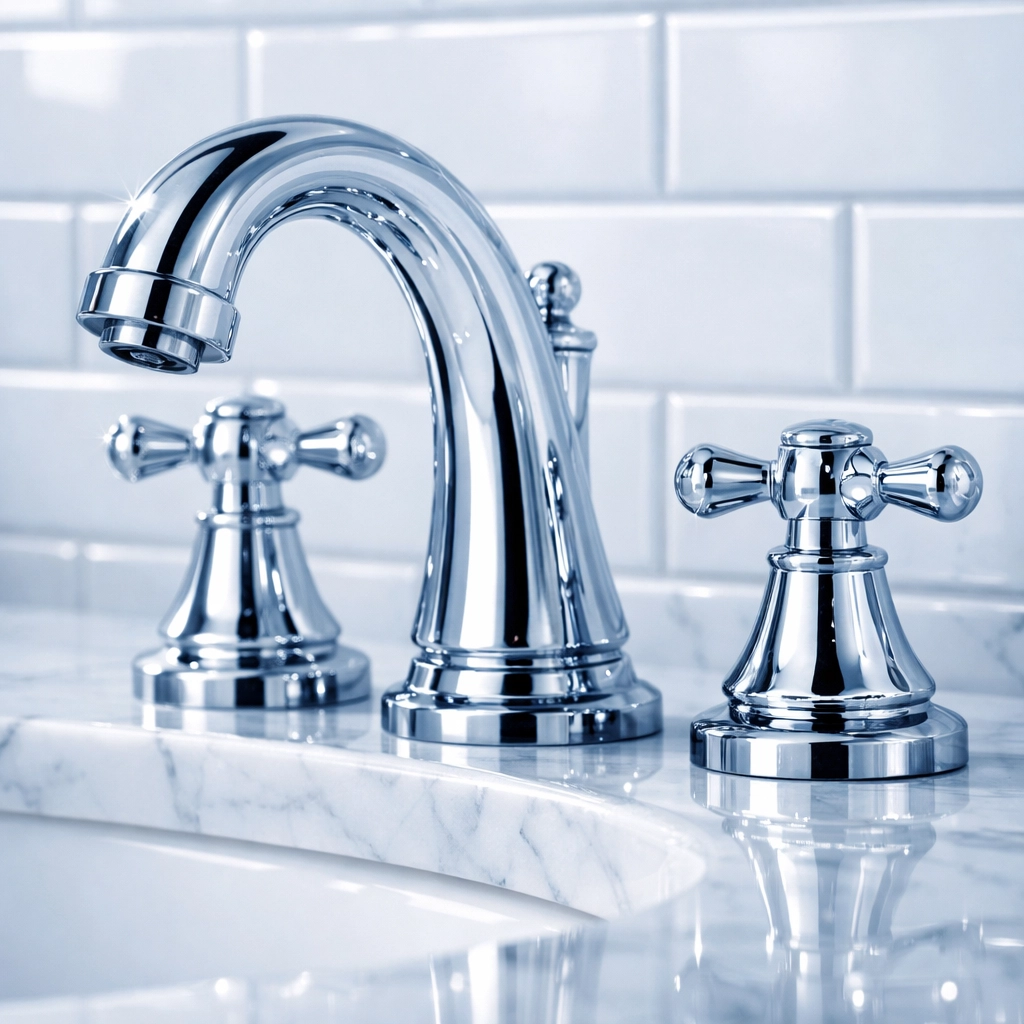 Spotless bathroom faucet and vanity after professional move-out cleaning Worcester service.