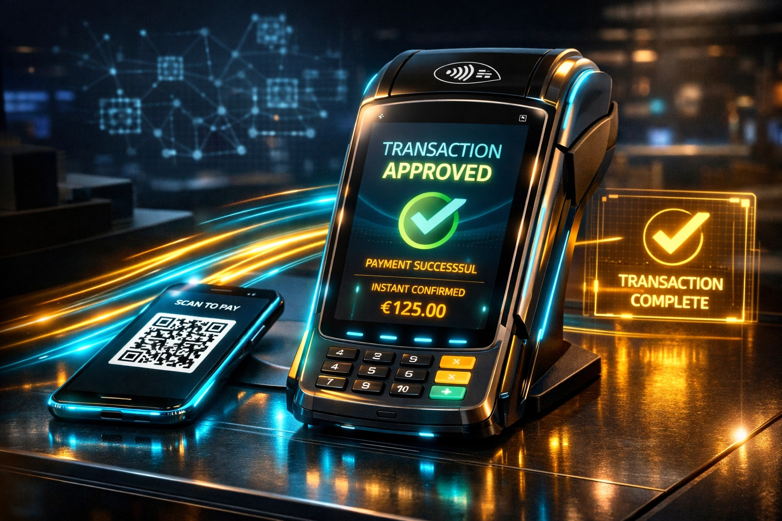 Instant crypto POS payment terminal with QR code checkout for fast merchant transactions