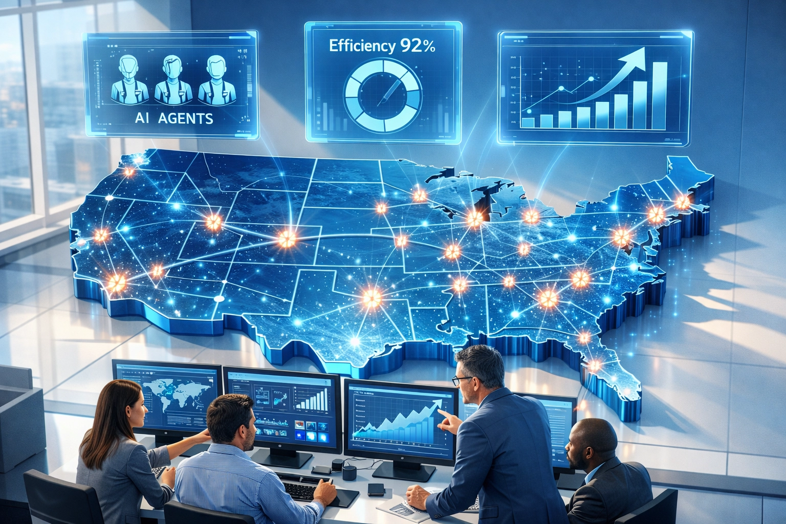 US enterprise ServiceNow ITOM deployment with AI-driven analytics and efficiency metrics