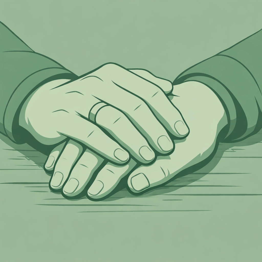 Intertwined hands of gay male couple with ring symbolizing commitment and trust in MM relationship