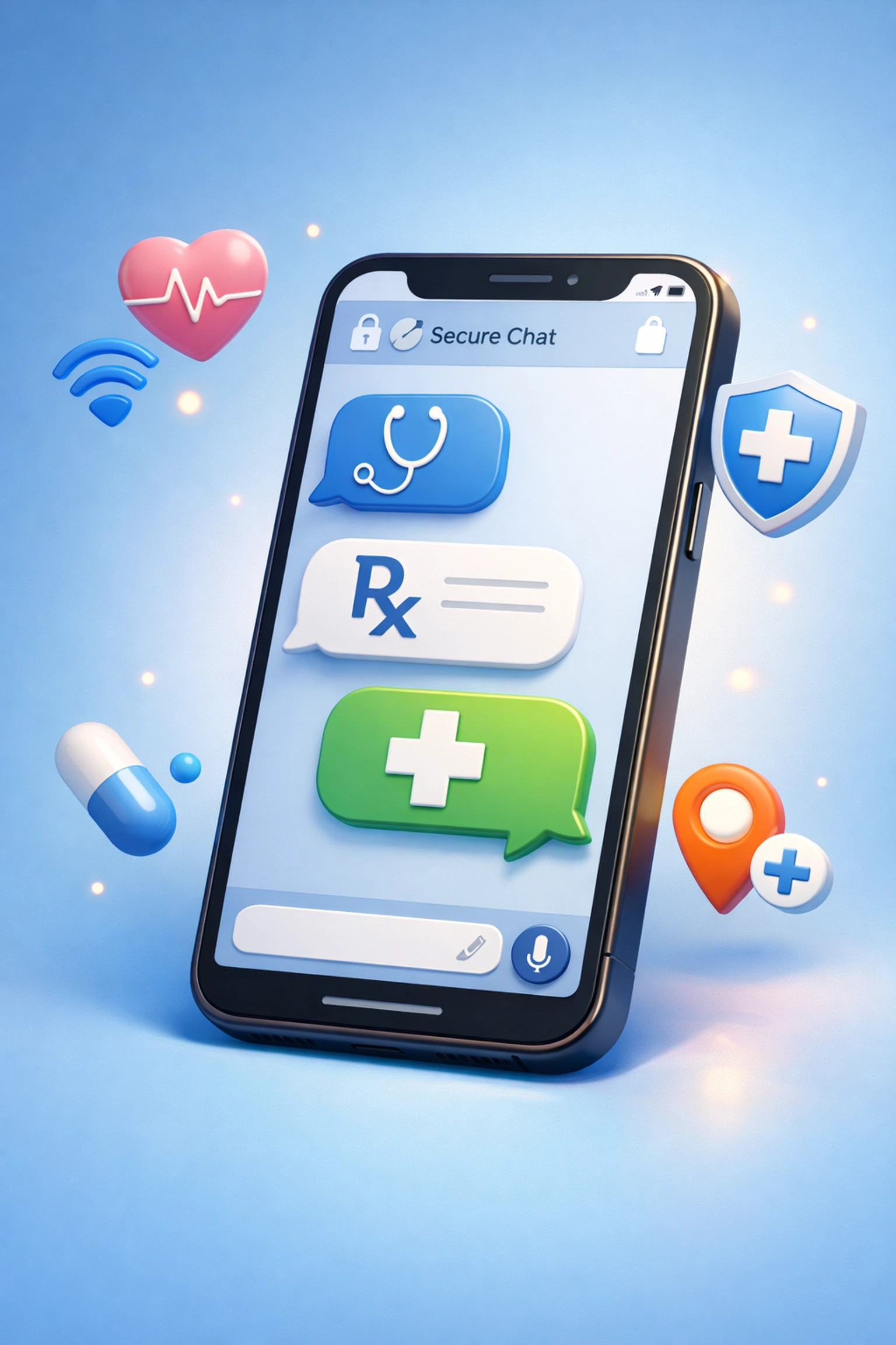 Smartphone displaying online medical chat interface for pink eye treatment consultation