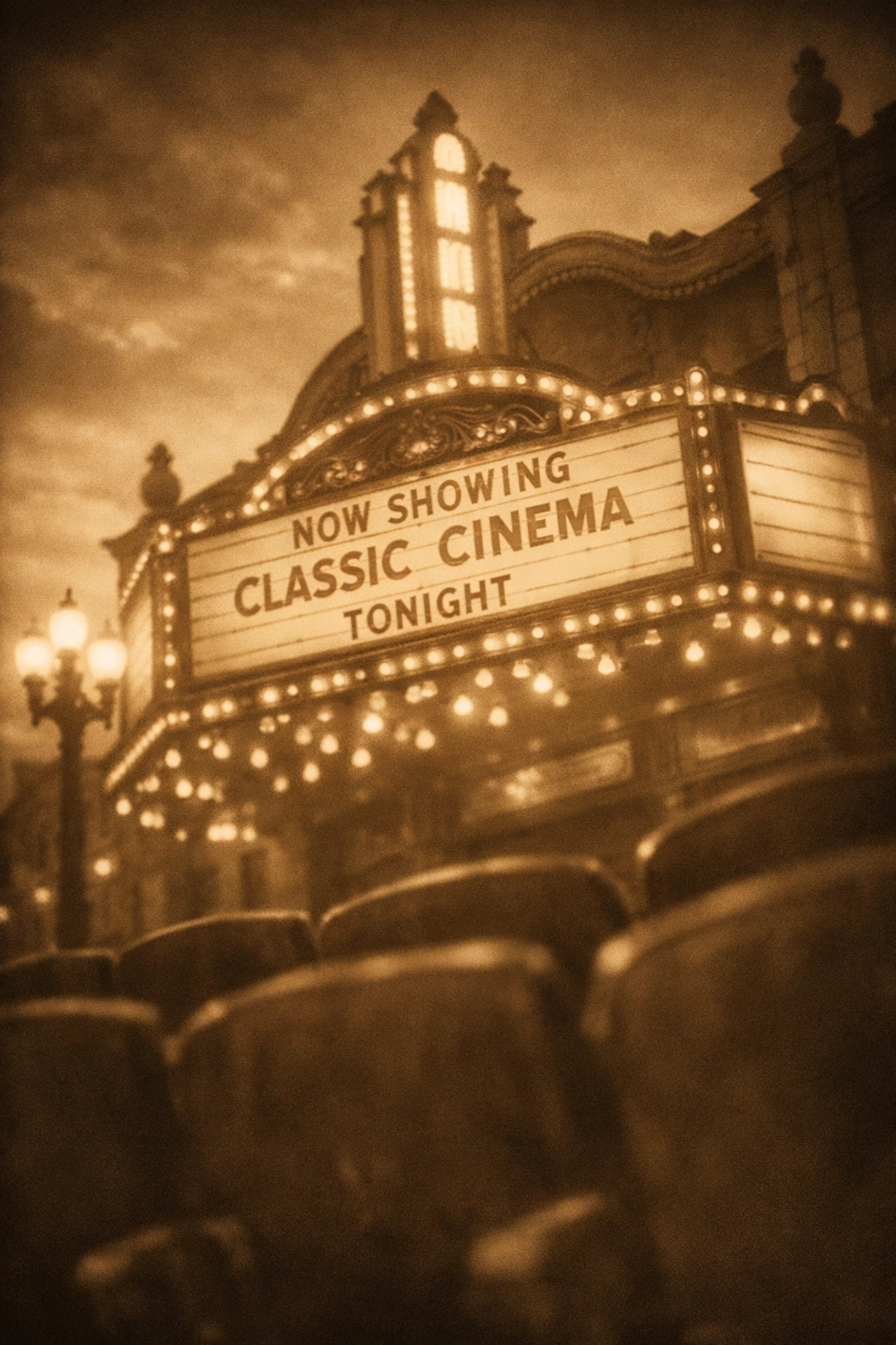 Movie theater marquee at dusk illustrating the future of independent cinema distribution
