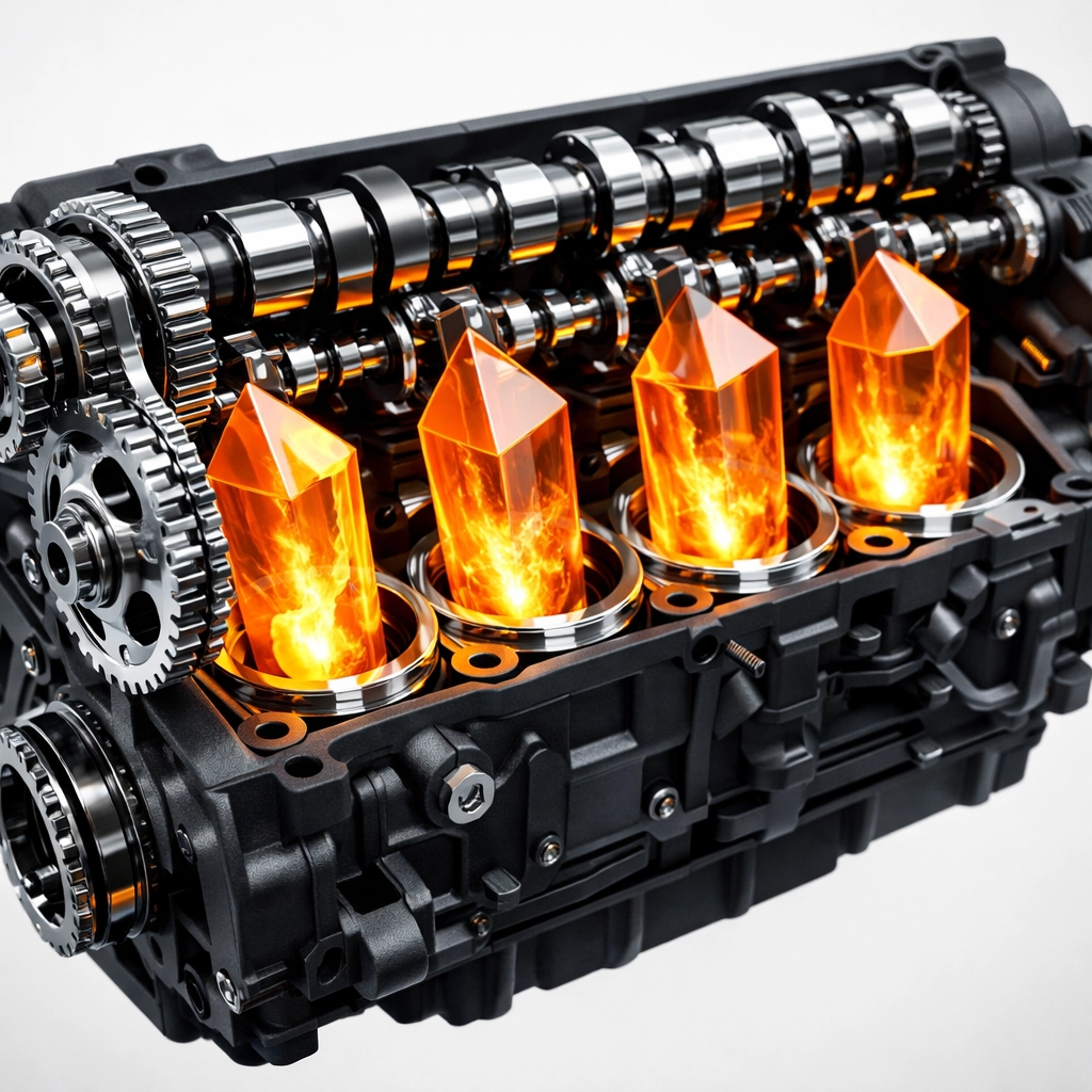 A high-tech mechanical engine with glowing gears illustrating a powerful content engine for digital marketing.