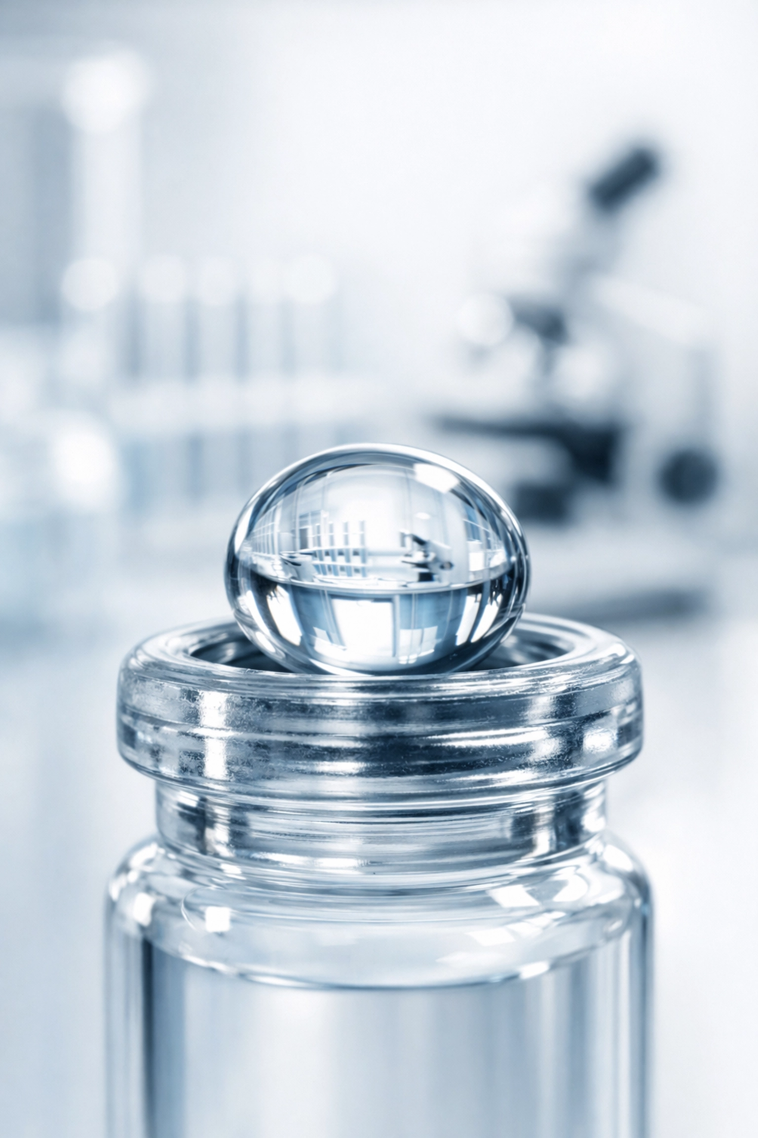 Detailed macro view of a research peptide vial representing high-purity weight loss science.