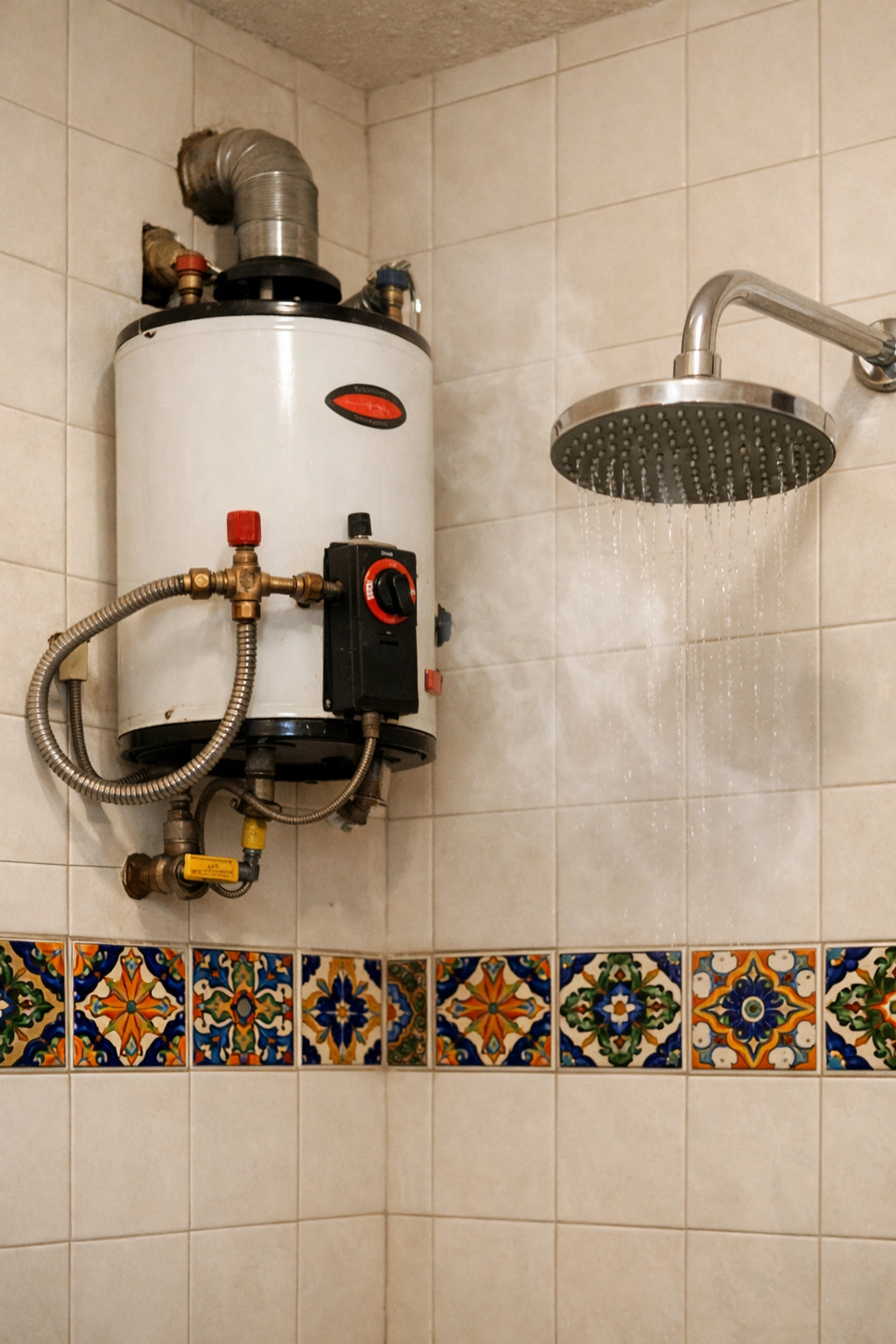 Water heater in Puerto Vallarta condo bathroom with modern fixtures
