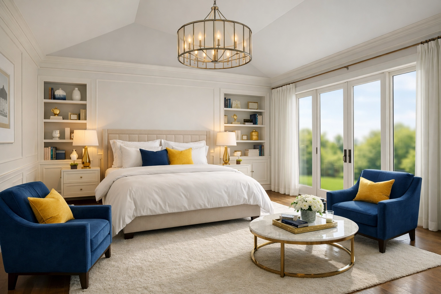 Pristine master bedroom in a luxury residence maintained by expert Sherborn estate care professionals.
