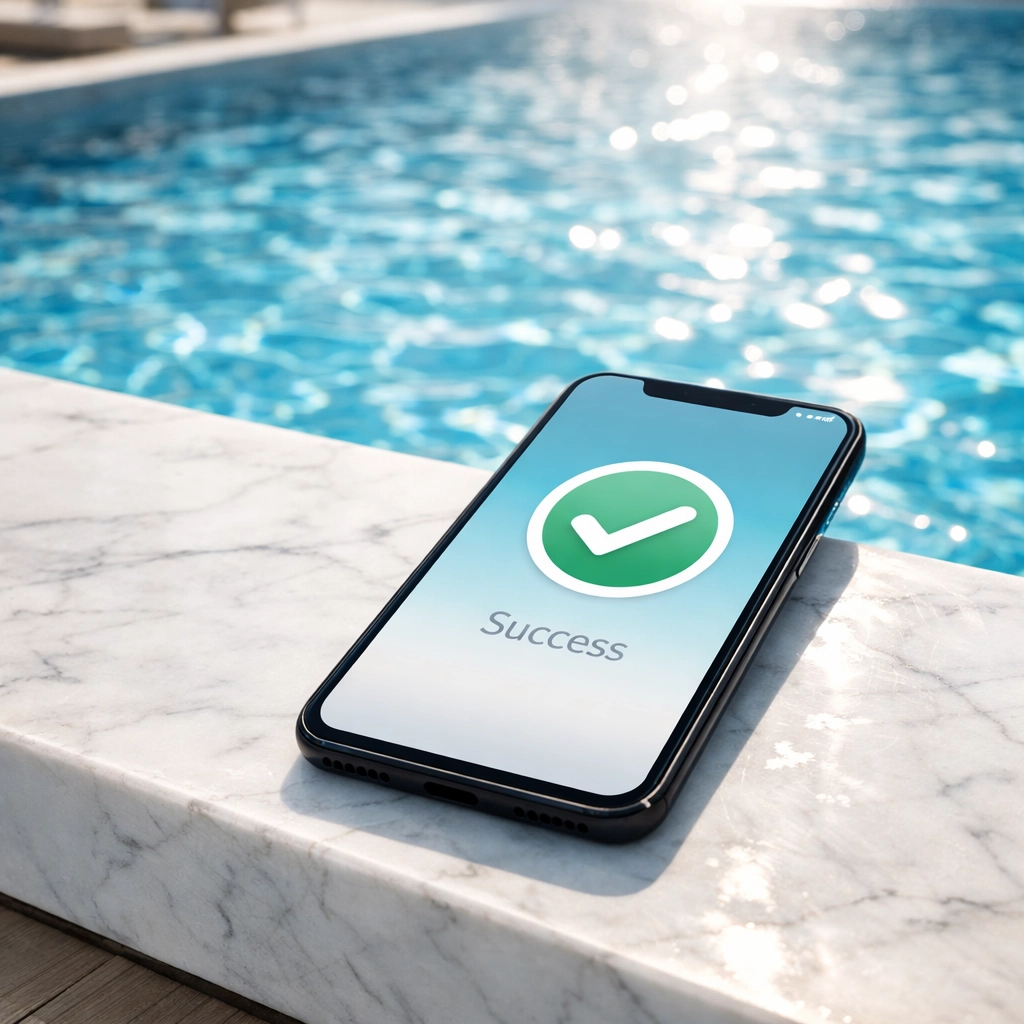 Mobile phone showing automated payments to maximize pool route business value.