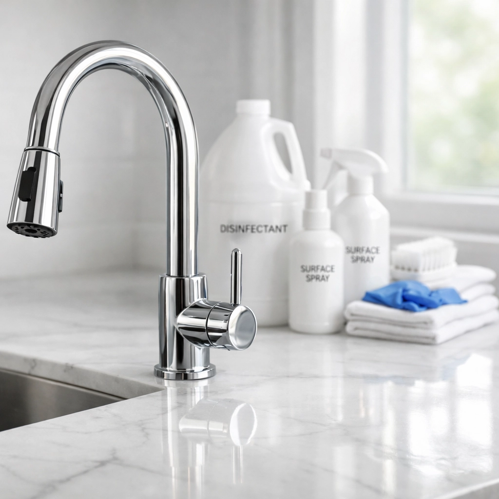 Detail of a deep cleaned kitchen in a Midwest property highlighting operational reliability.