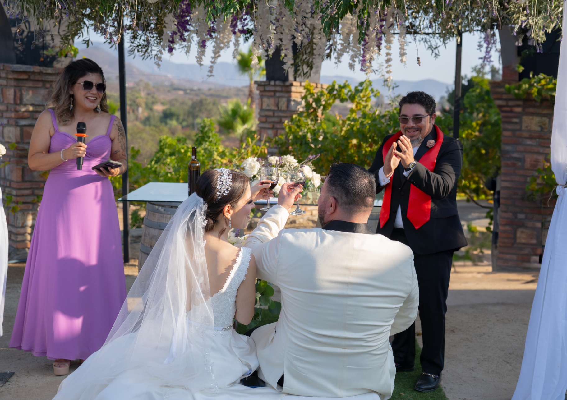 Outdoor Vineyard Wedding Toast