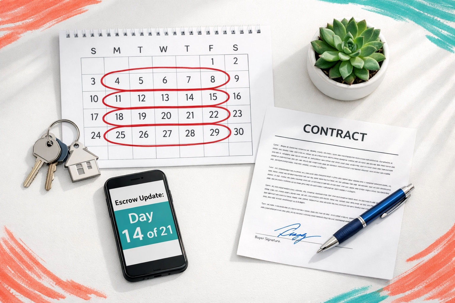 21-day cash offer closing timeline with keys, contract, and escrow updates for Phoenix home sale