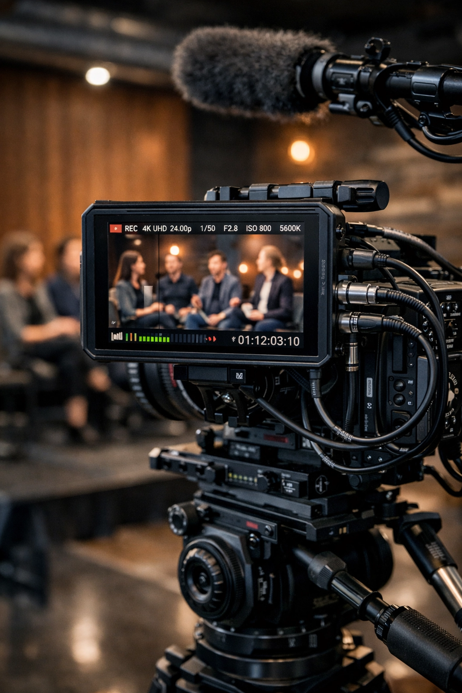 Professional event video production setup for a business symposium panel discussion in Austin.