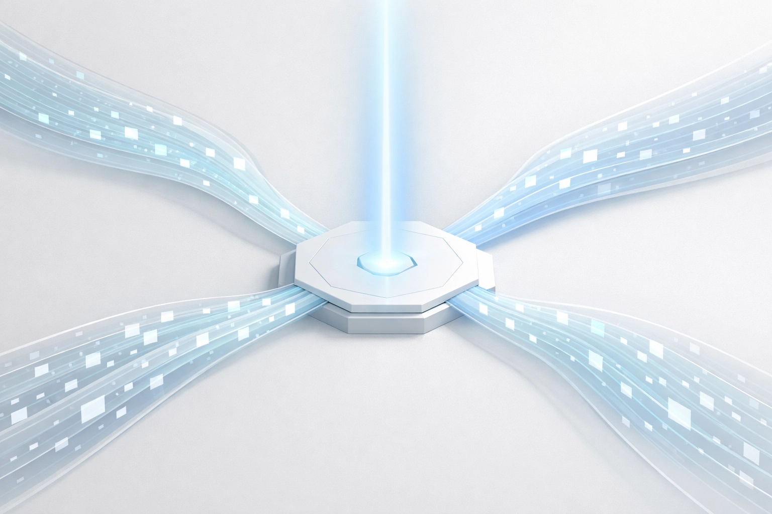 Minimalist digital hub synthesizing data into an AI-generated answer to build brand authority and fame.