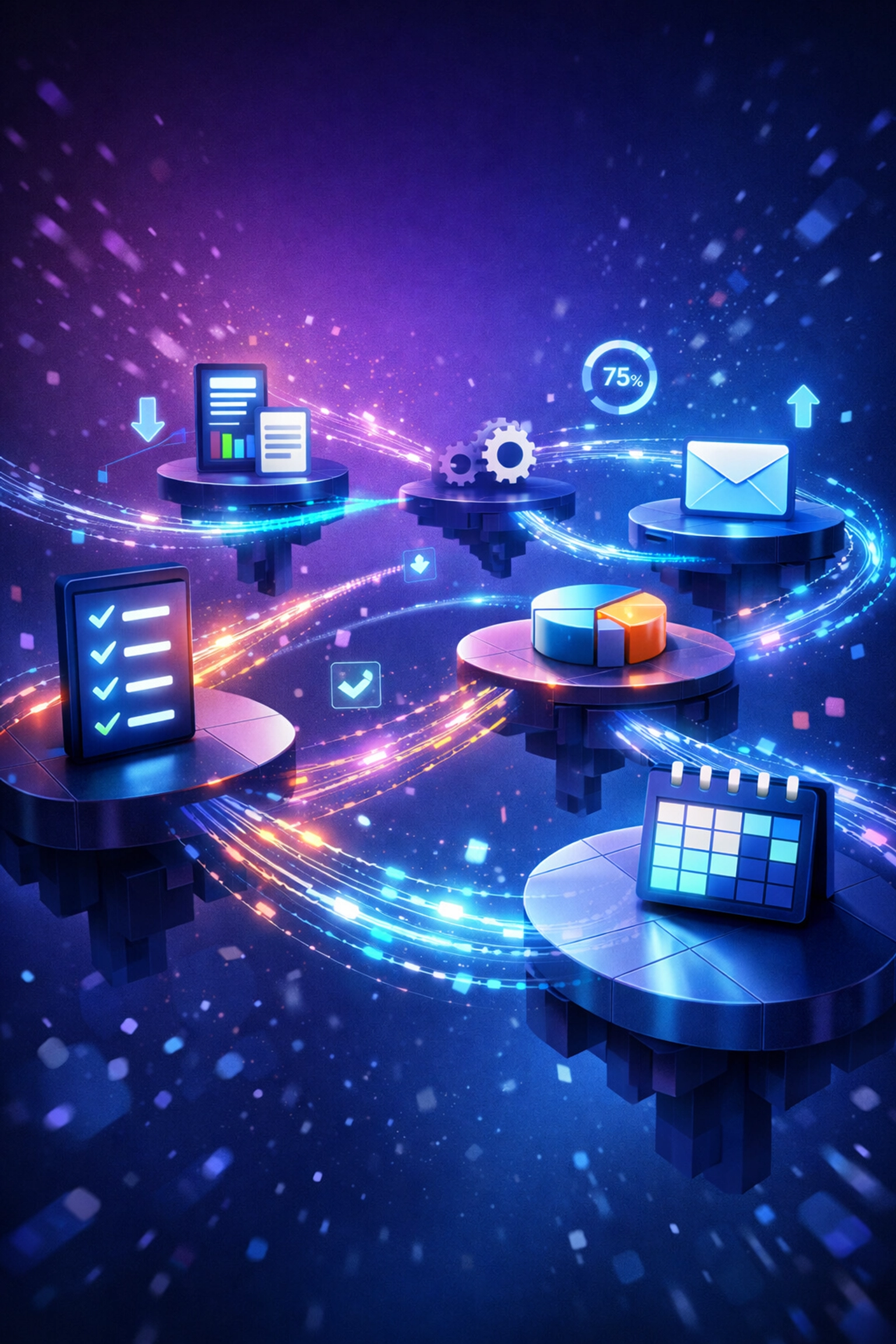 Connected business software platforms and automation tools working together seamlessly