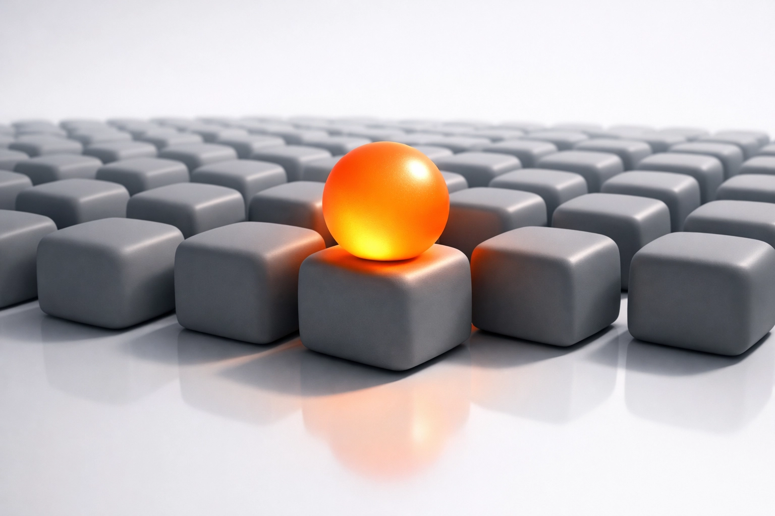 A glowing orange sphere standing out from grey blocks to represent a personalized cover letter.