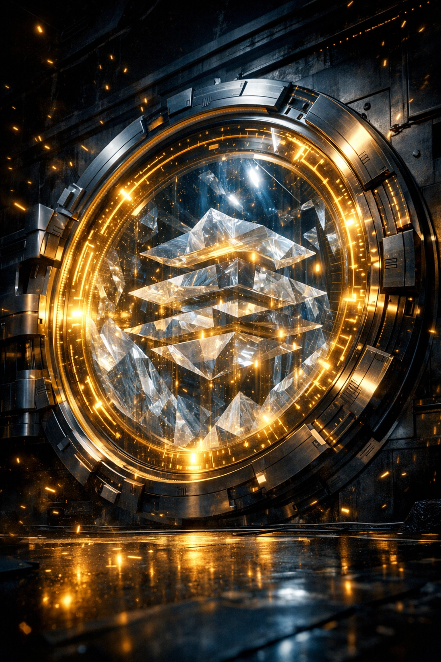 Secure futuristic vault door with glowing circuitry illustrating Larecoin's advanced Web3 security and encryption.