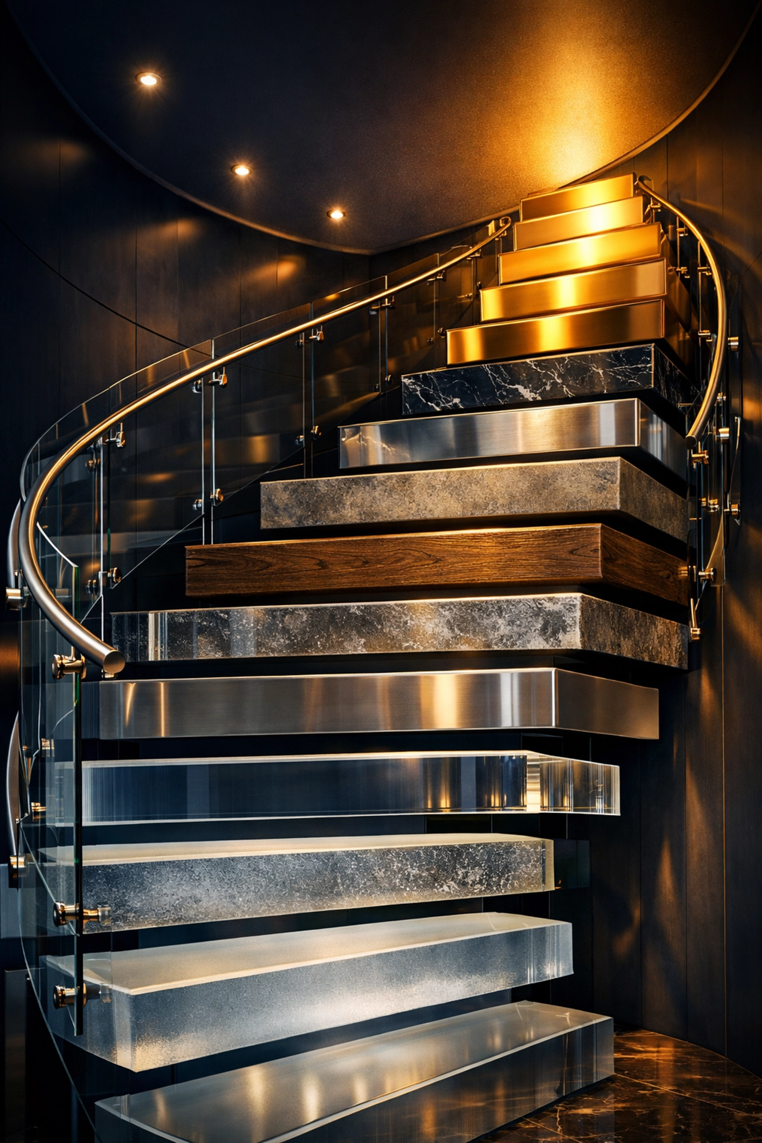 Staircase leading to gold symbolizing an increase in property management company valuation and multipliers.