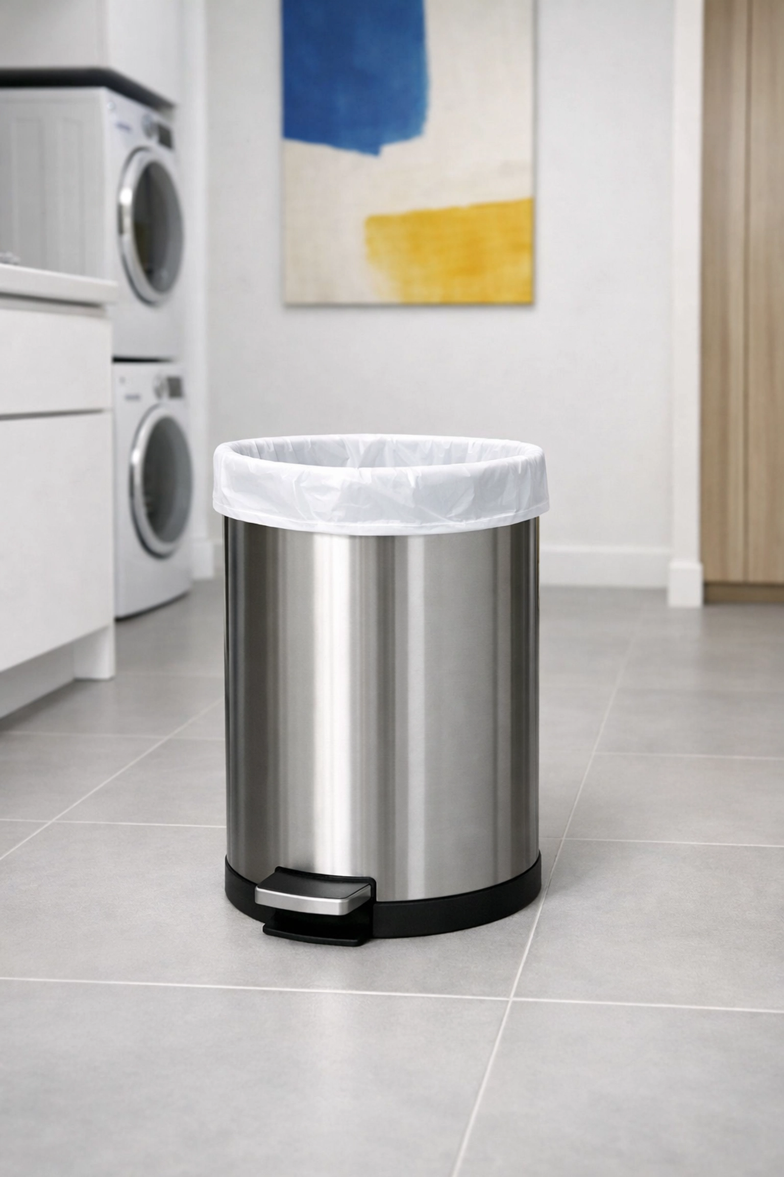 Clean utility room and trash area as part of a Boston apartment move-out cleaning.