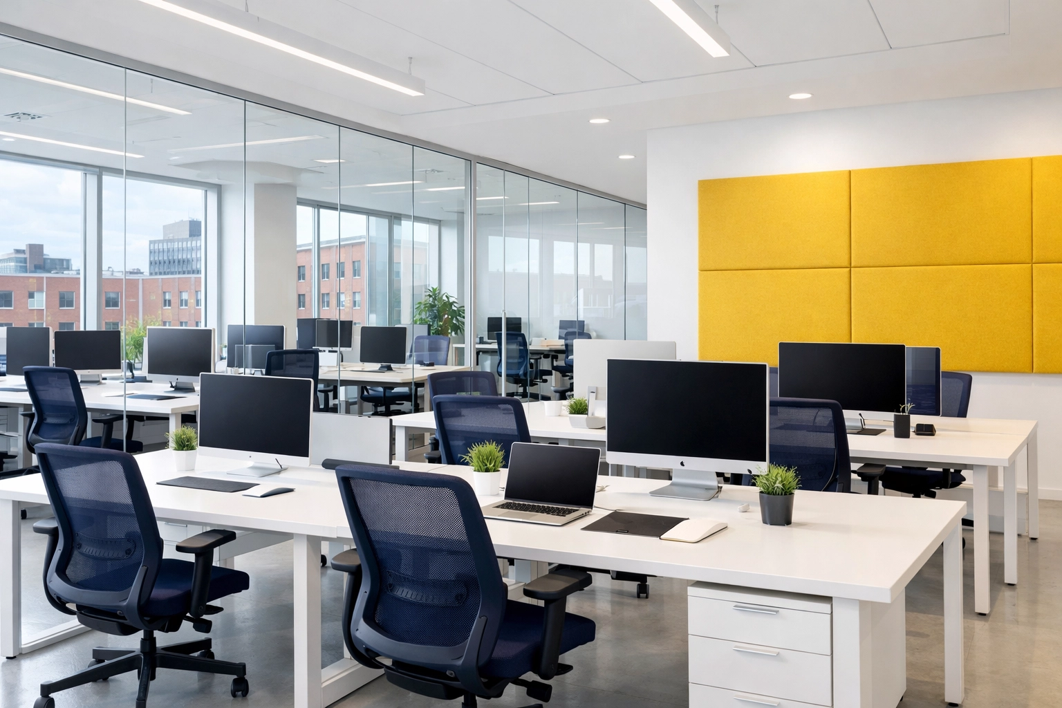 Sparkling clean modern tech office showing high-quality commercial maid service Cambridge and professional sanitation.