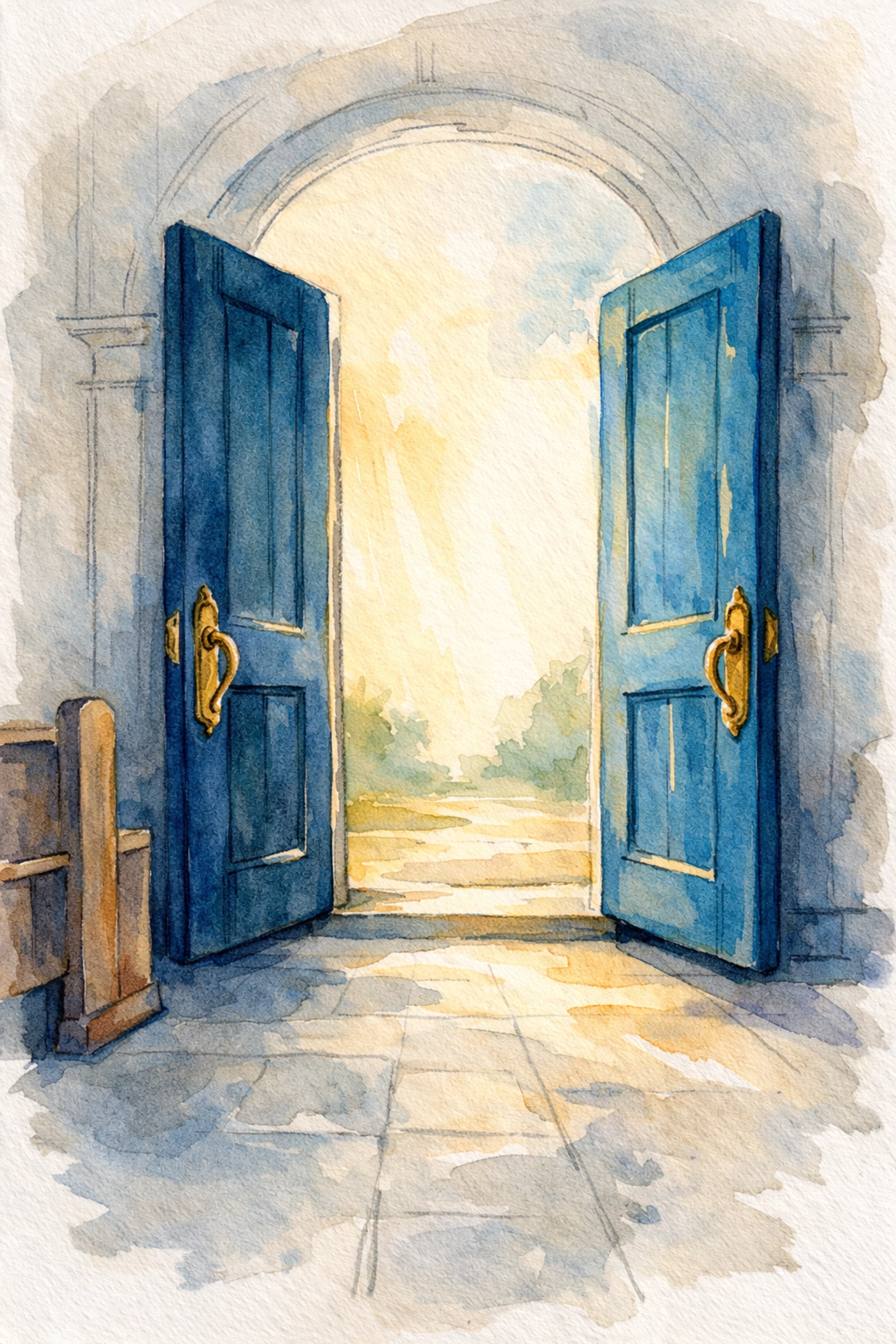 Open church door with welcoming light, symbolizing invitation and safe church environments