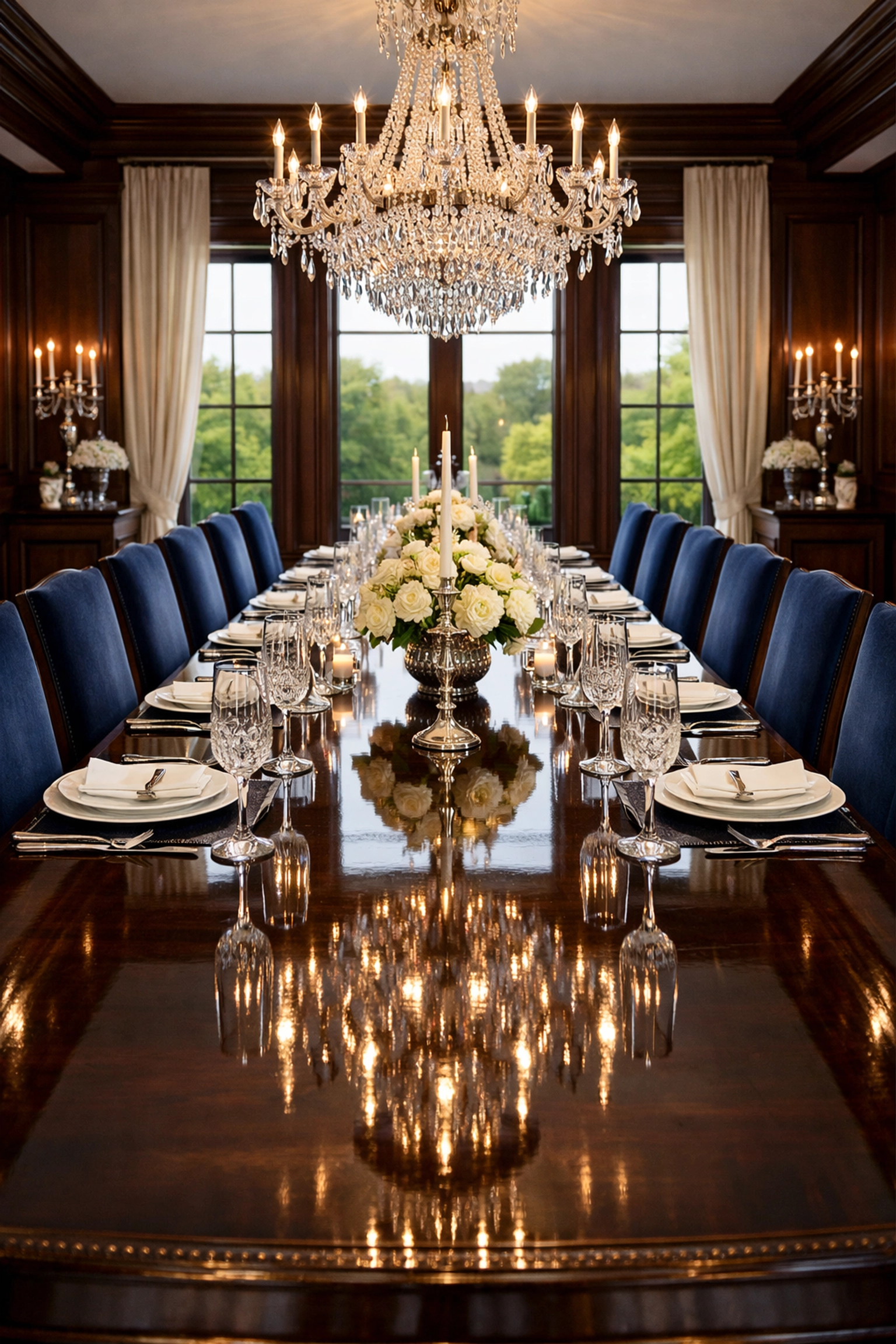 Perfectly polished dining room table maintained by a professional luxury house cleaning service in Westborough.